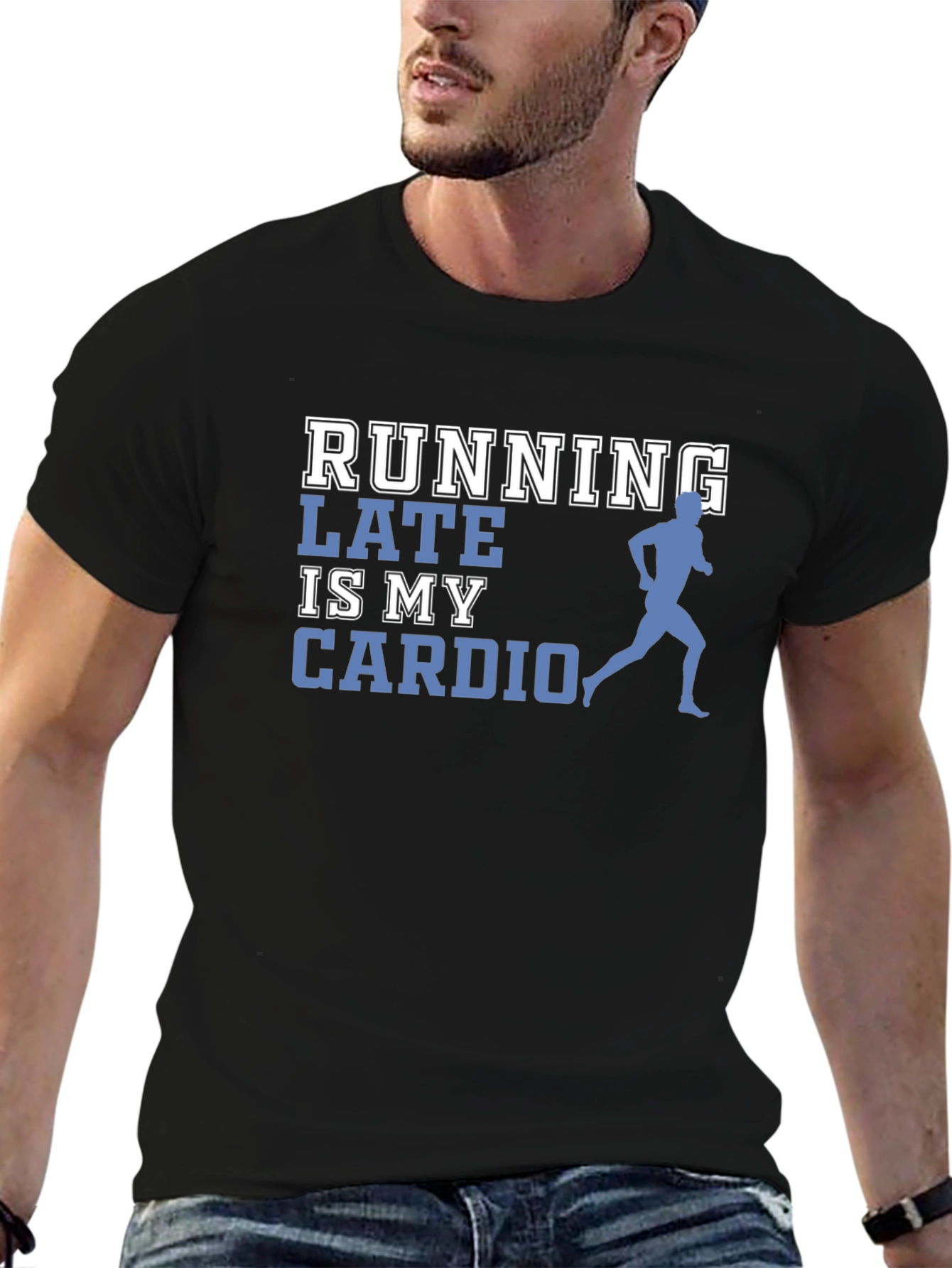 Black Running Late is My Cardio Graphic Tee view 6