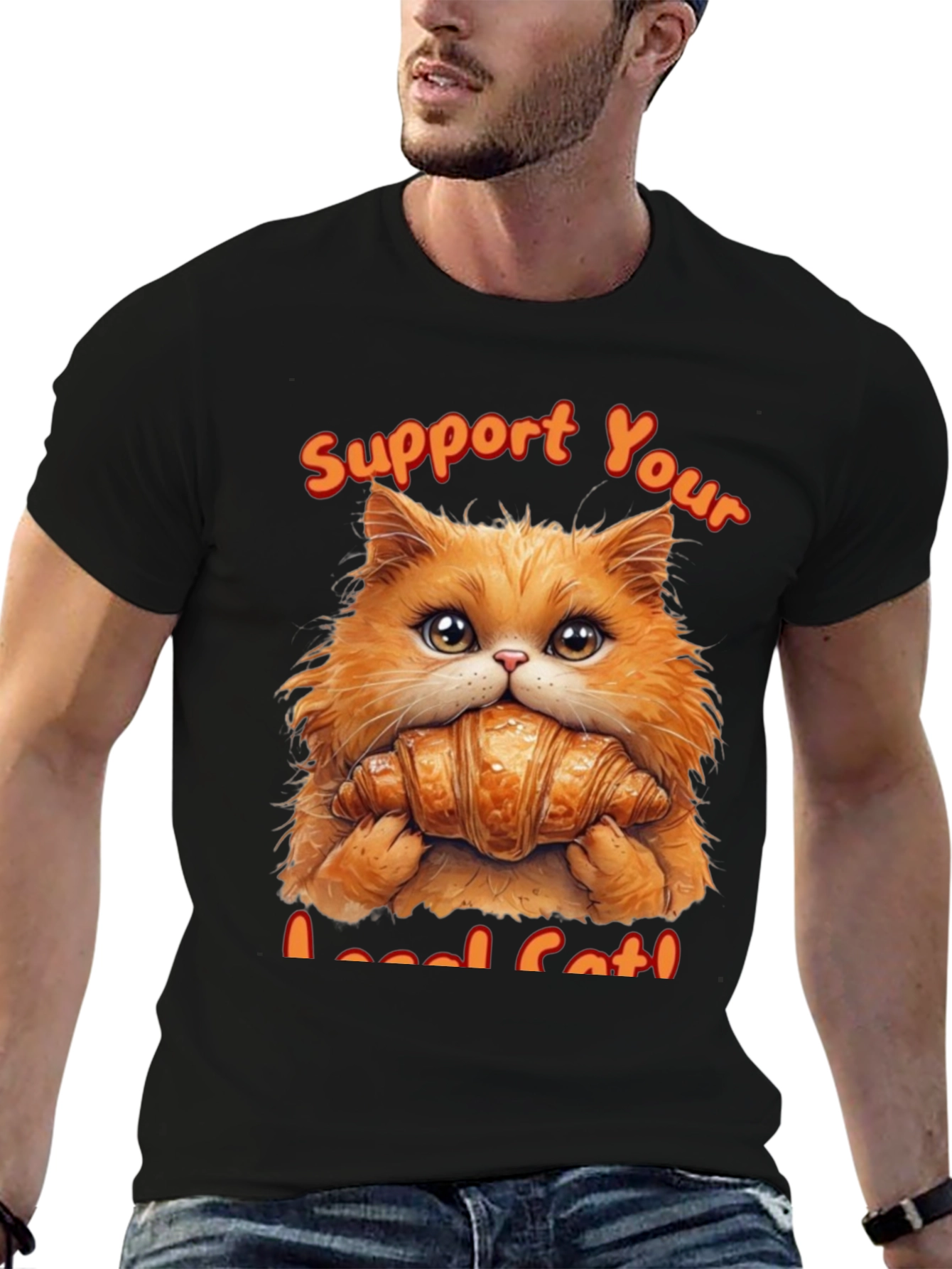 Black Support Your Local Cat T-Shirt view 6