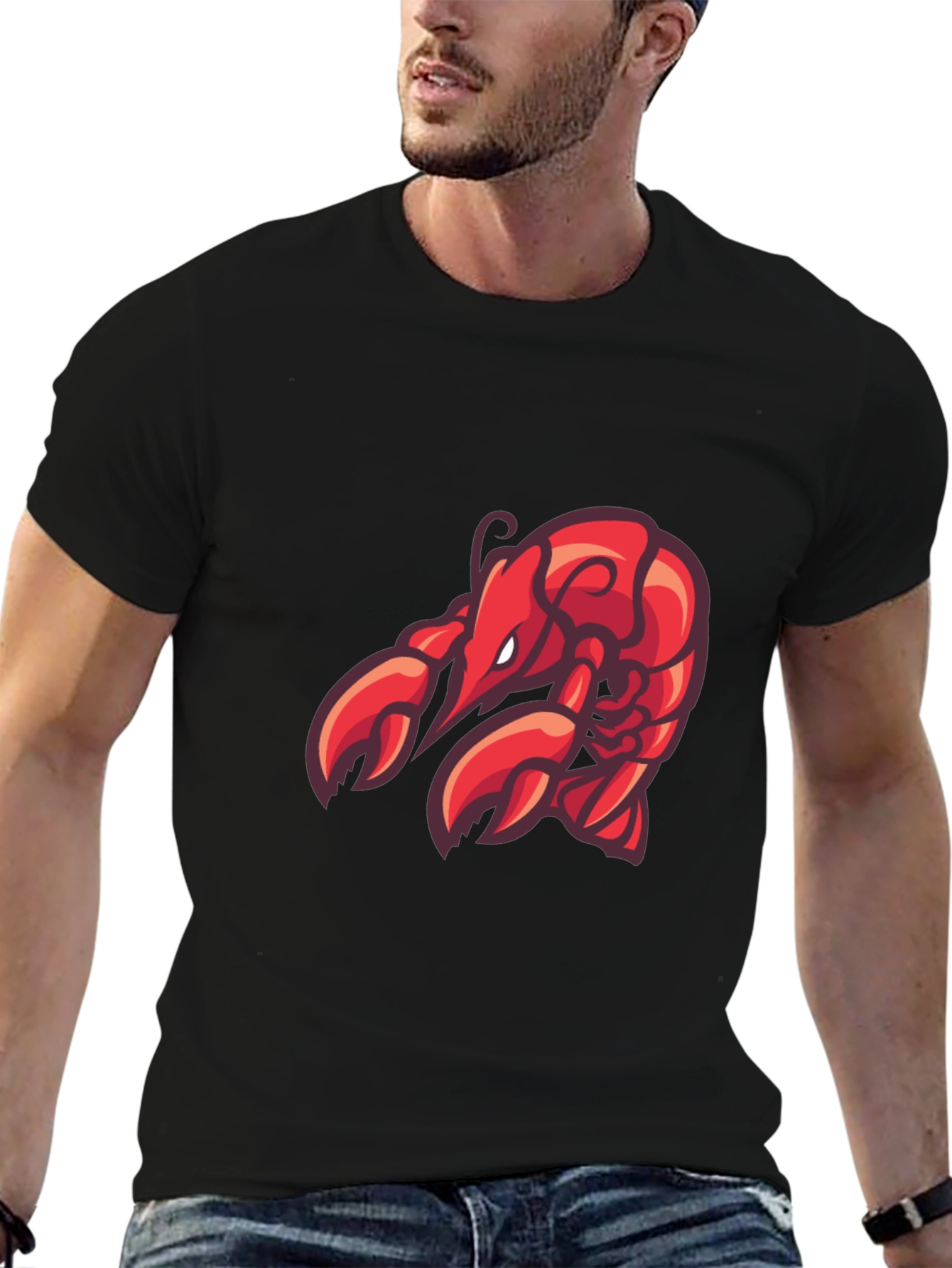 Black Lobster Graphic Tee - Black Cotton T-Shirt view 6