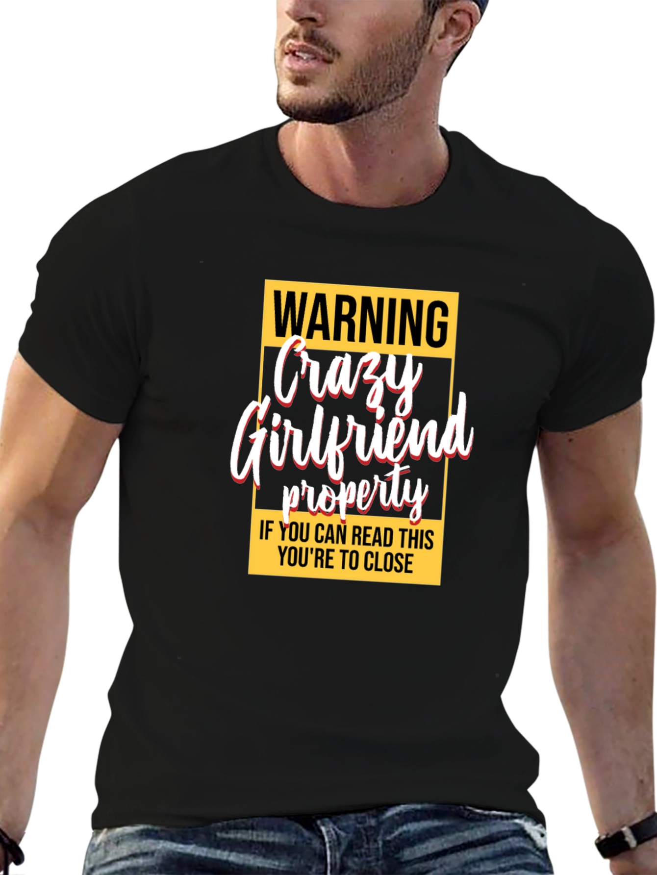 Black Warning Crazy Girlfriend Property Graphic Tee view 6