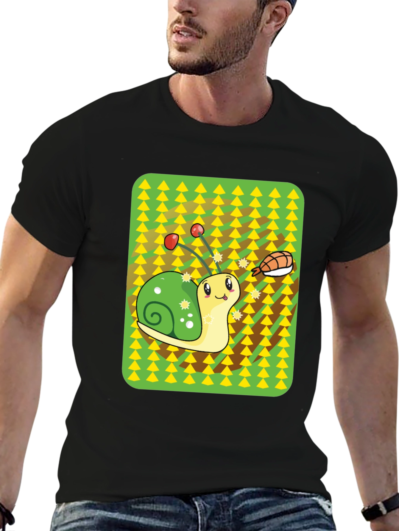 Black Snail Sushi Graphic Tee - Novelty T-Shirt view 6