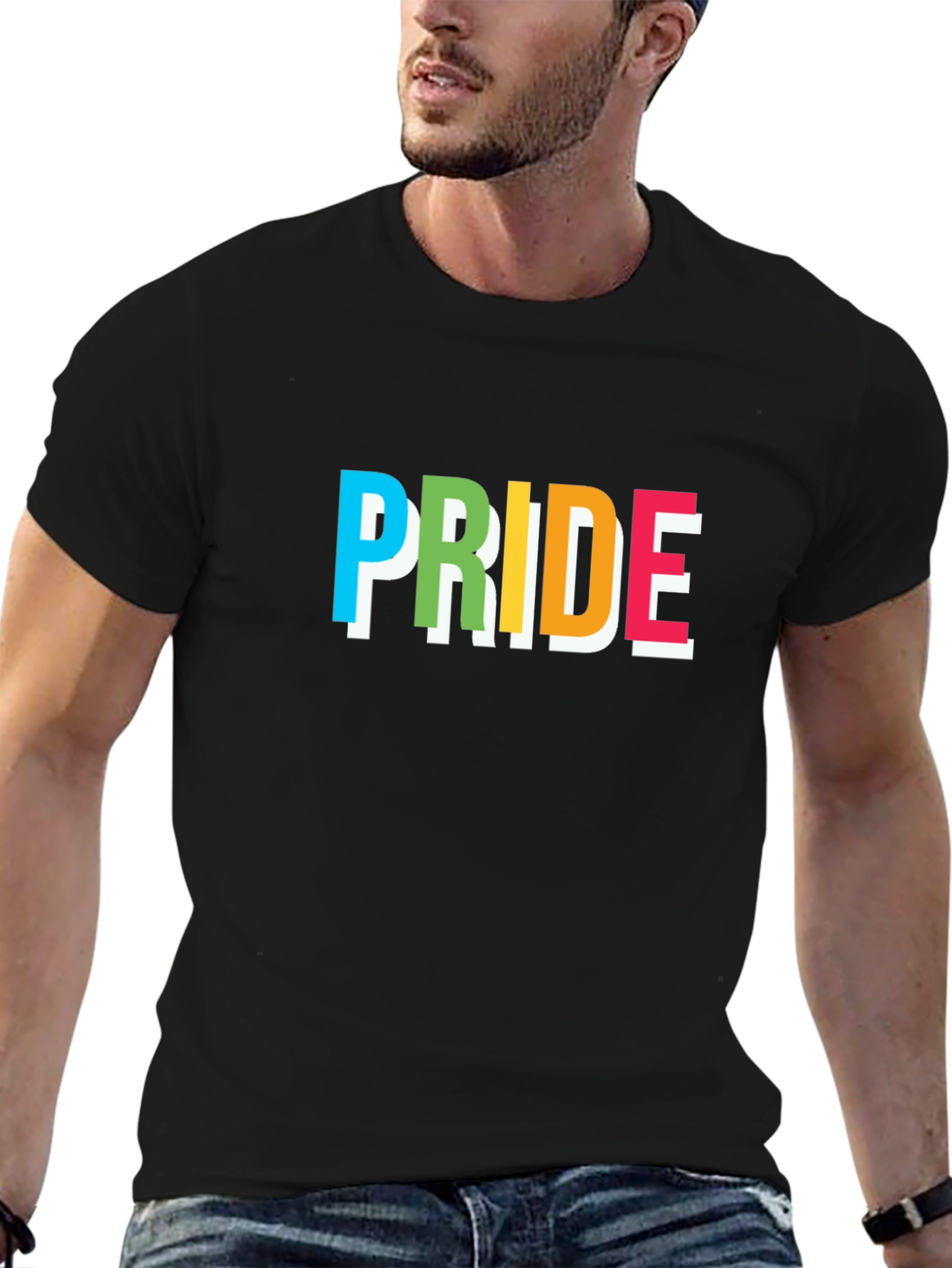 Black Pride Graphic Tee - Rainbow Lettering view 6