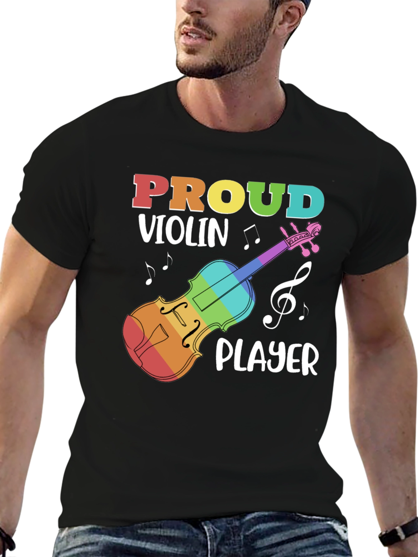 Black Proud Violin Player Black T-Shirt view 6