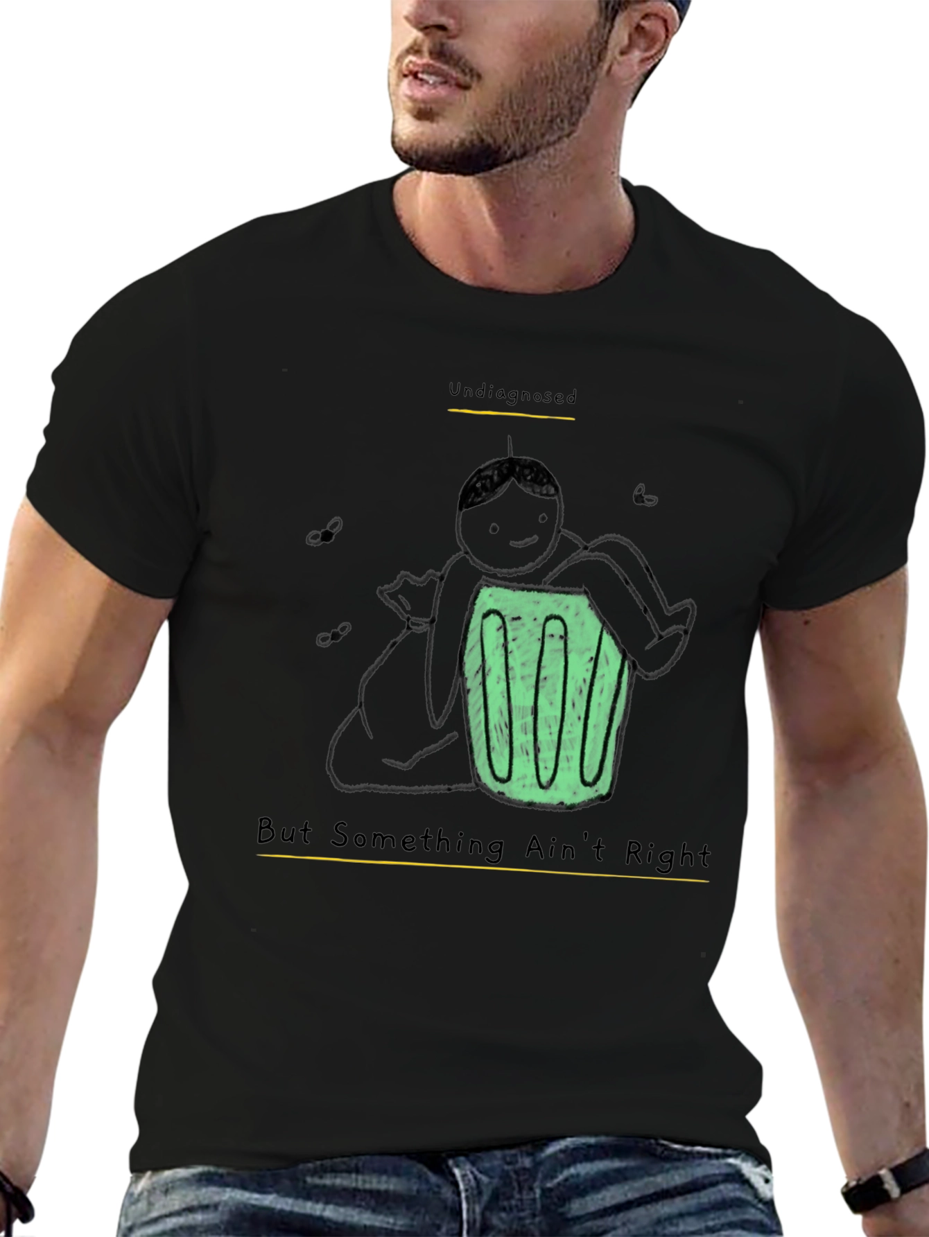 Black Undiagnosed Funny Graphic T-Shirt view 6