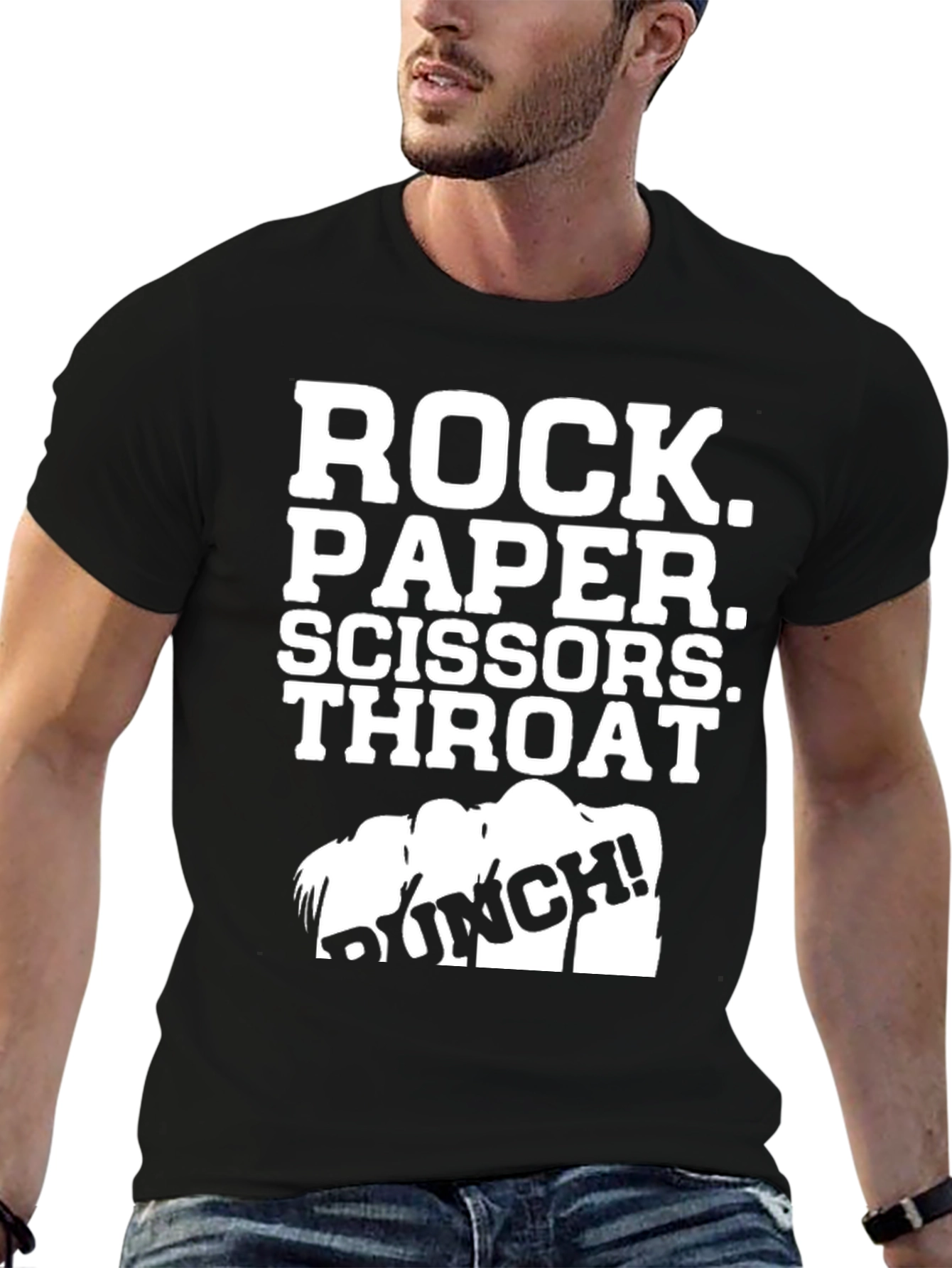 Black Rock Paper Scissors Throat Punch T-Shirt view 6