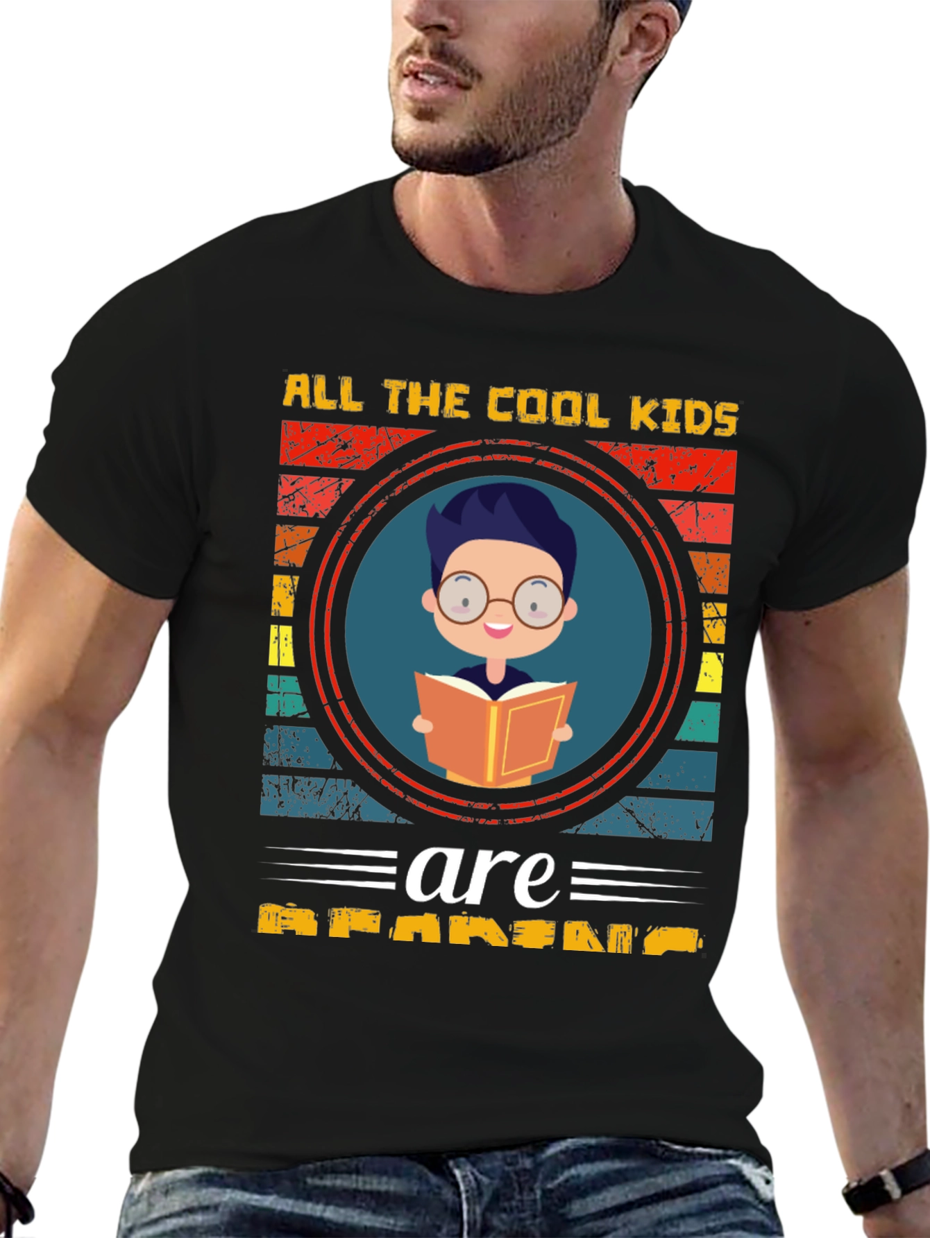 Black Cool Kids Reading T-Shirt - Black view 6