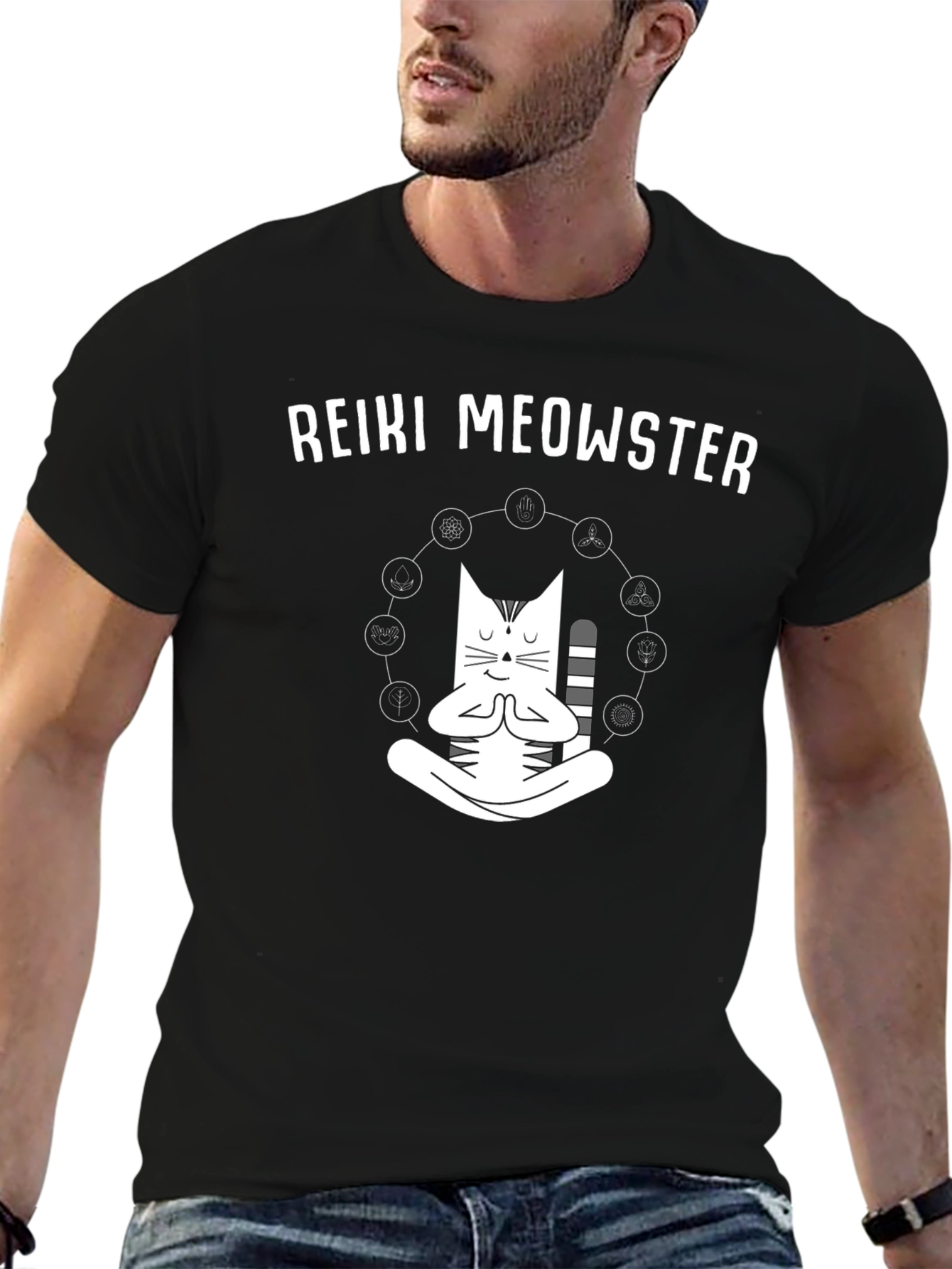 Black Reiki Meowster Black Graphic Tee view 6