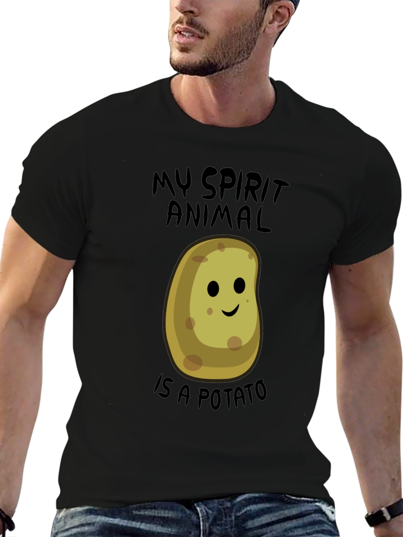 Black My Spirit Animal is a Potato Funny T-Shirt view 6