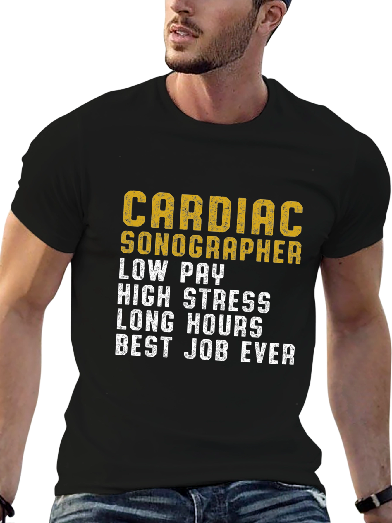 Black Cardiac Sonographer T-Shirt Funny Work Job Tee view 6