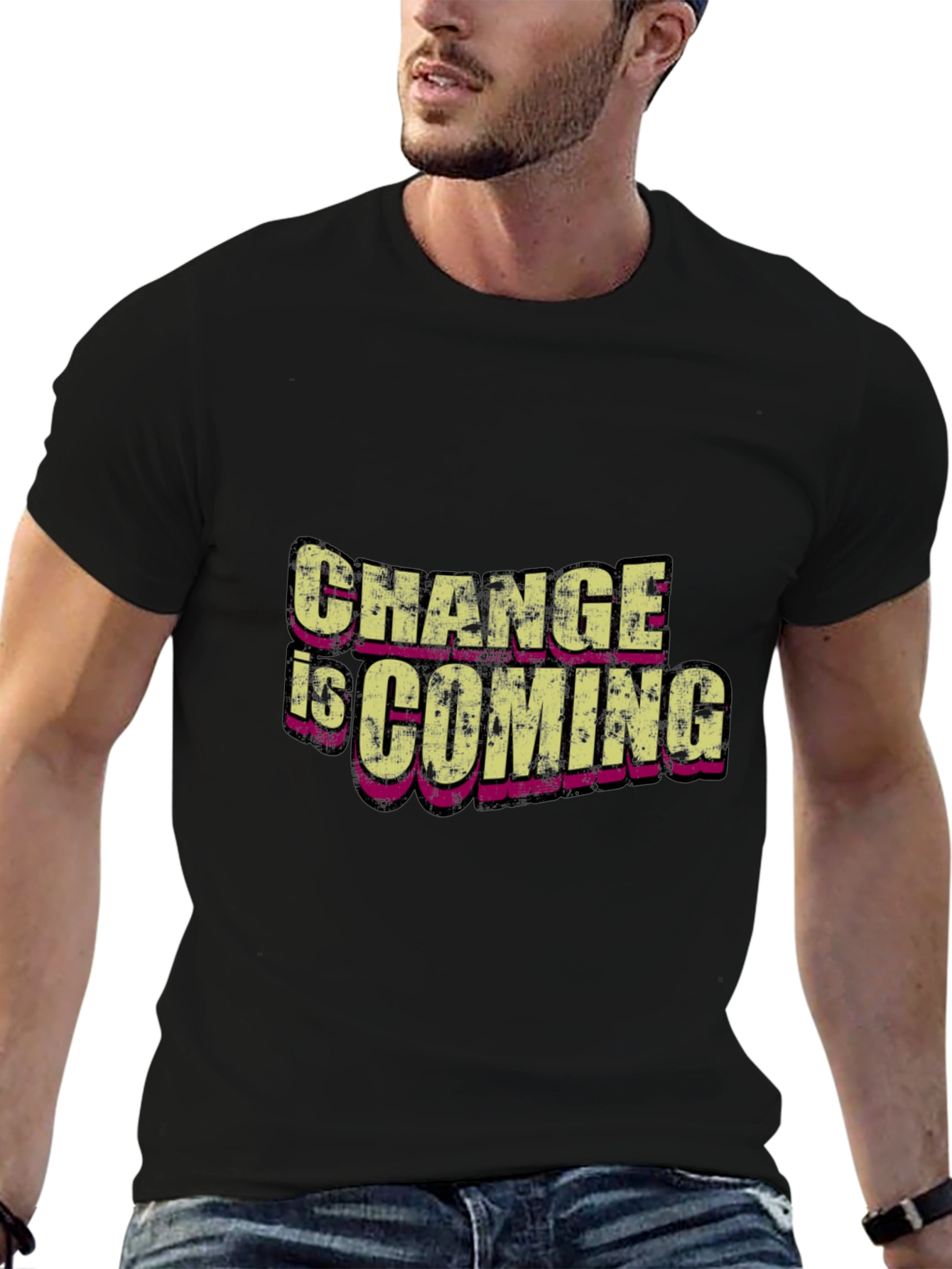 Black Change is Coming Black Graphic T-Shirt view 6