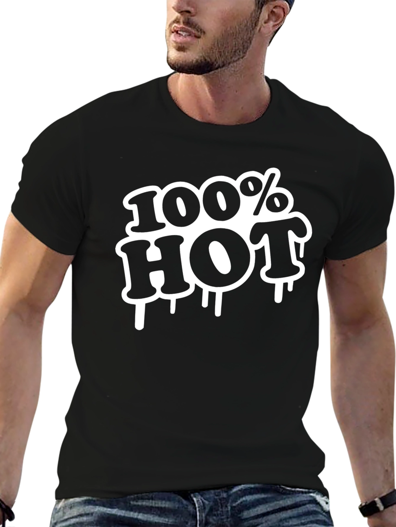 Black 100% Hot Graphic Tee - Black view 6