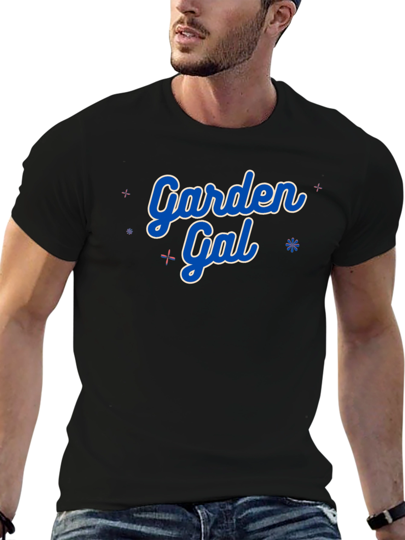 Black Garden Gal T-Shirt - Black Crew Neck view 6