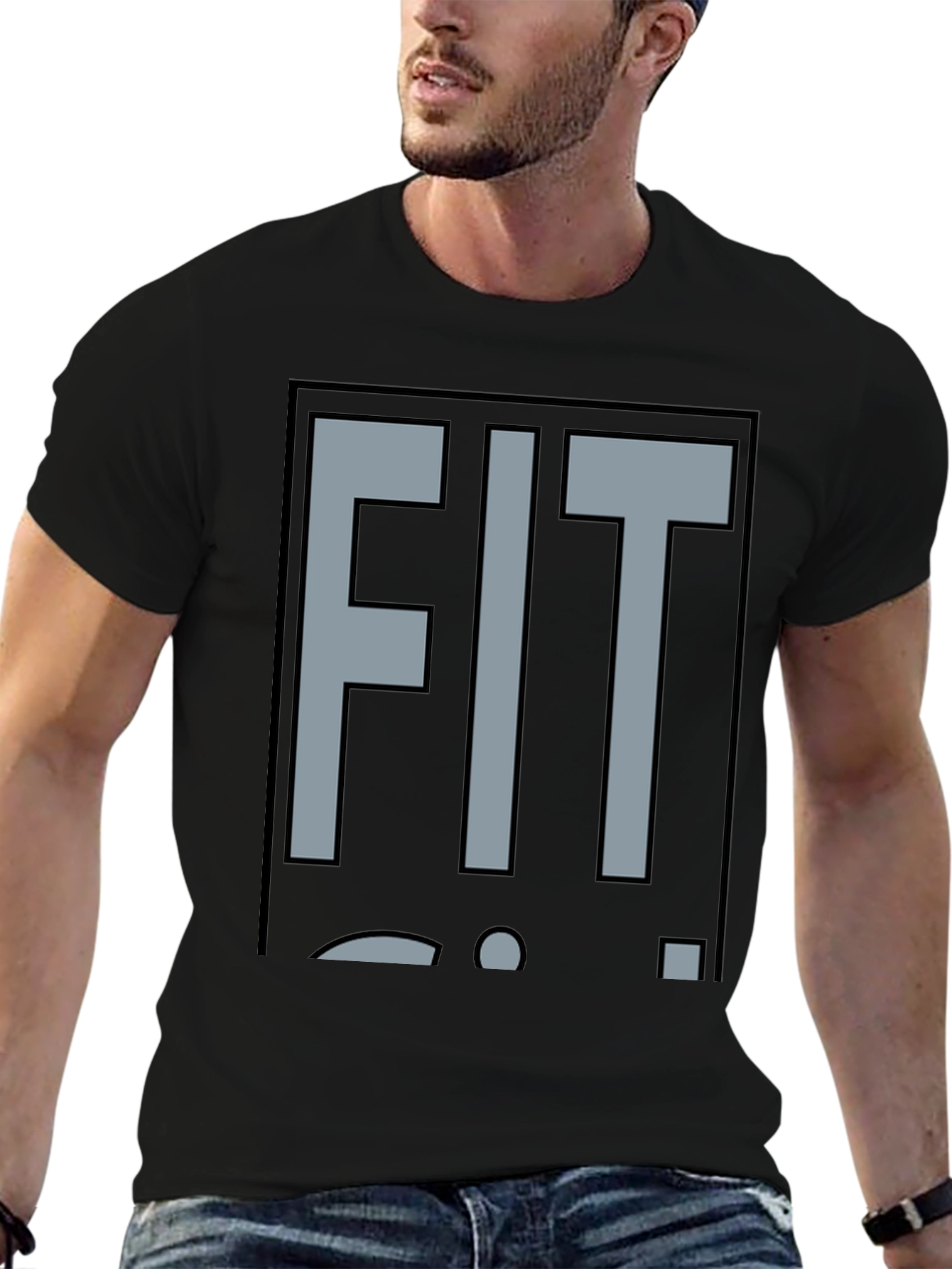 Black FIT Graphic Tee - Black Cotton Blend view 6