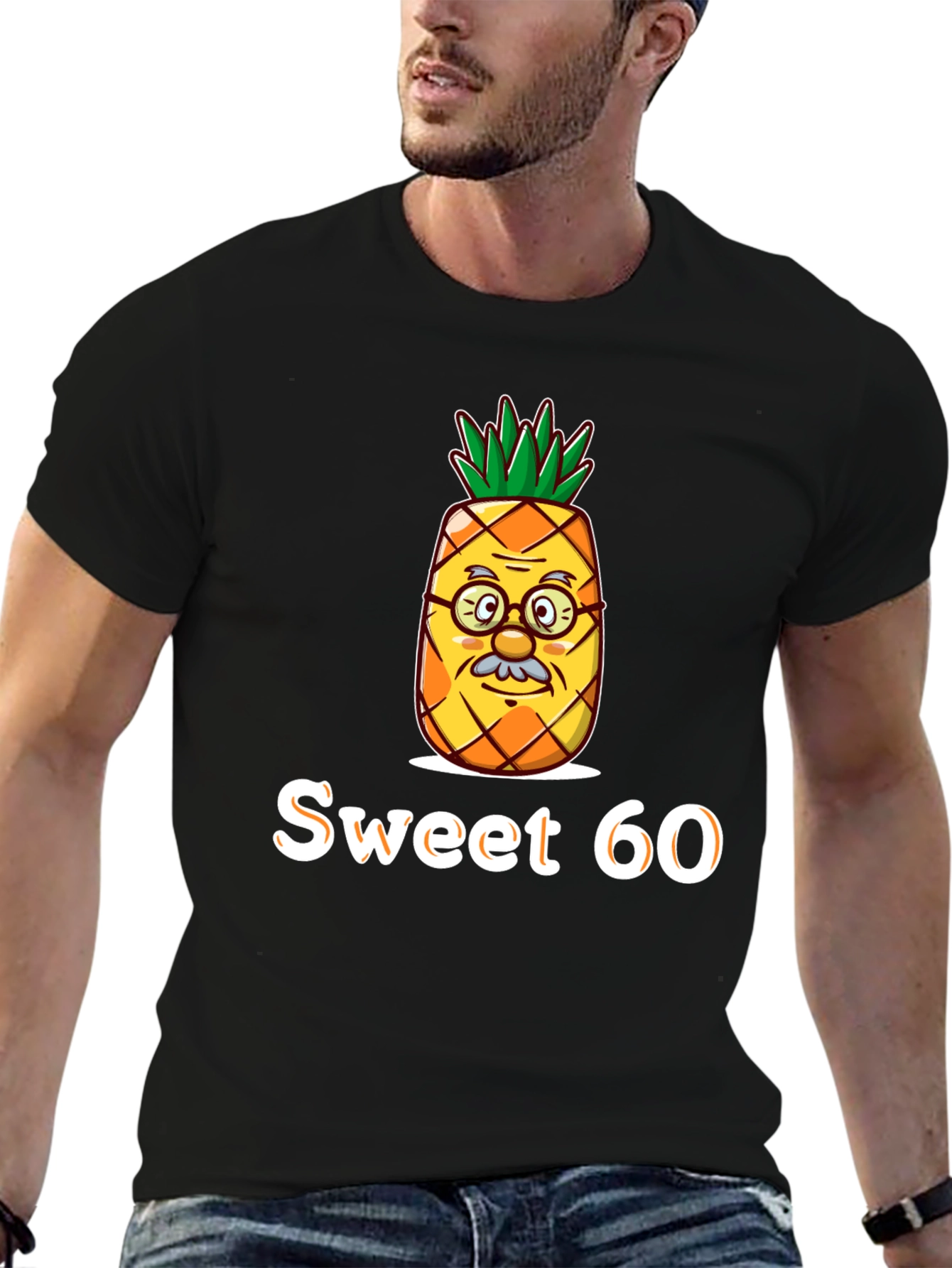 Black Sweet 60 Pineapple Graphic Tee - Unisex view 6