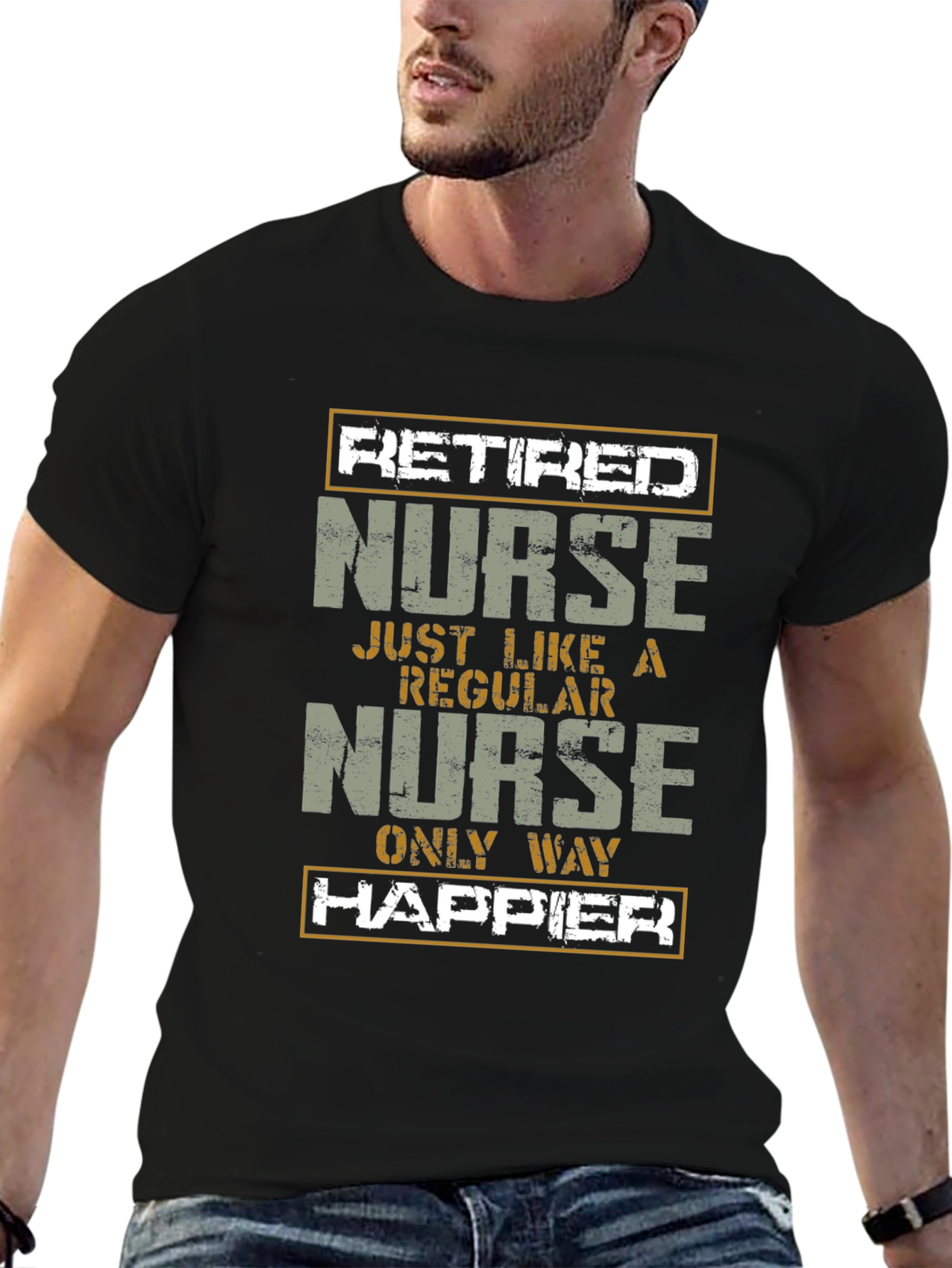 Black Retired Nurse T-Shirt - Only Way Happier view 6