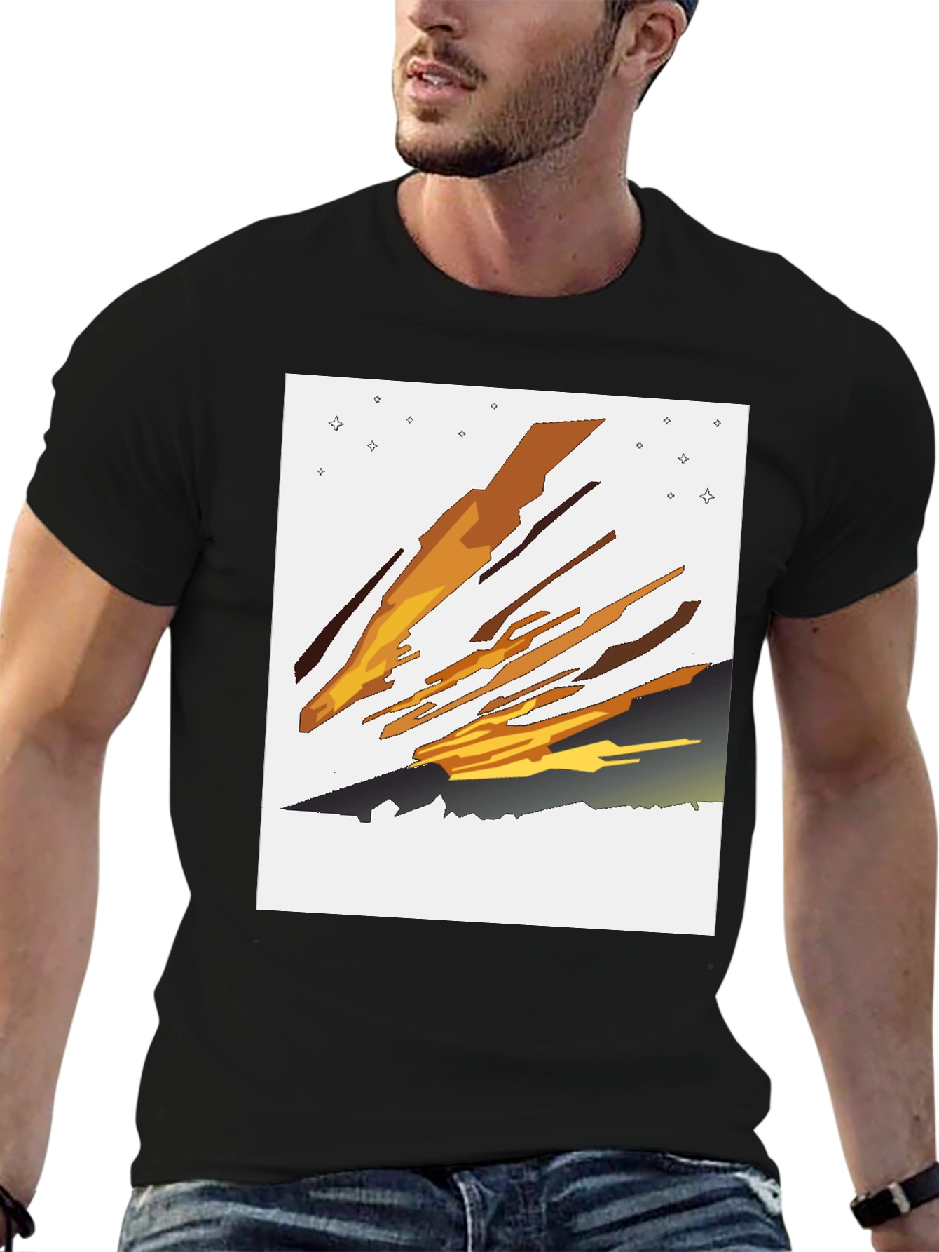 Black Abstract Comet Graphic Tee view 6
