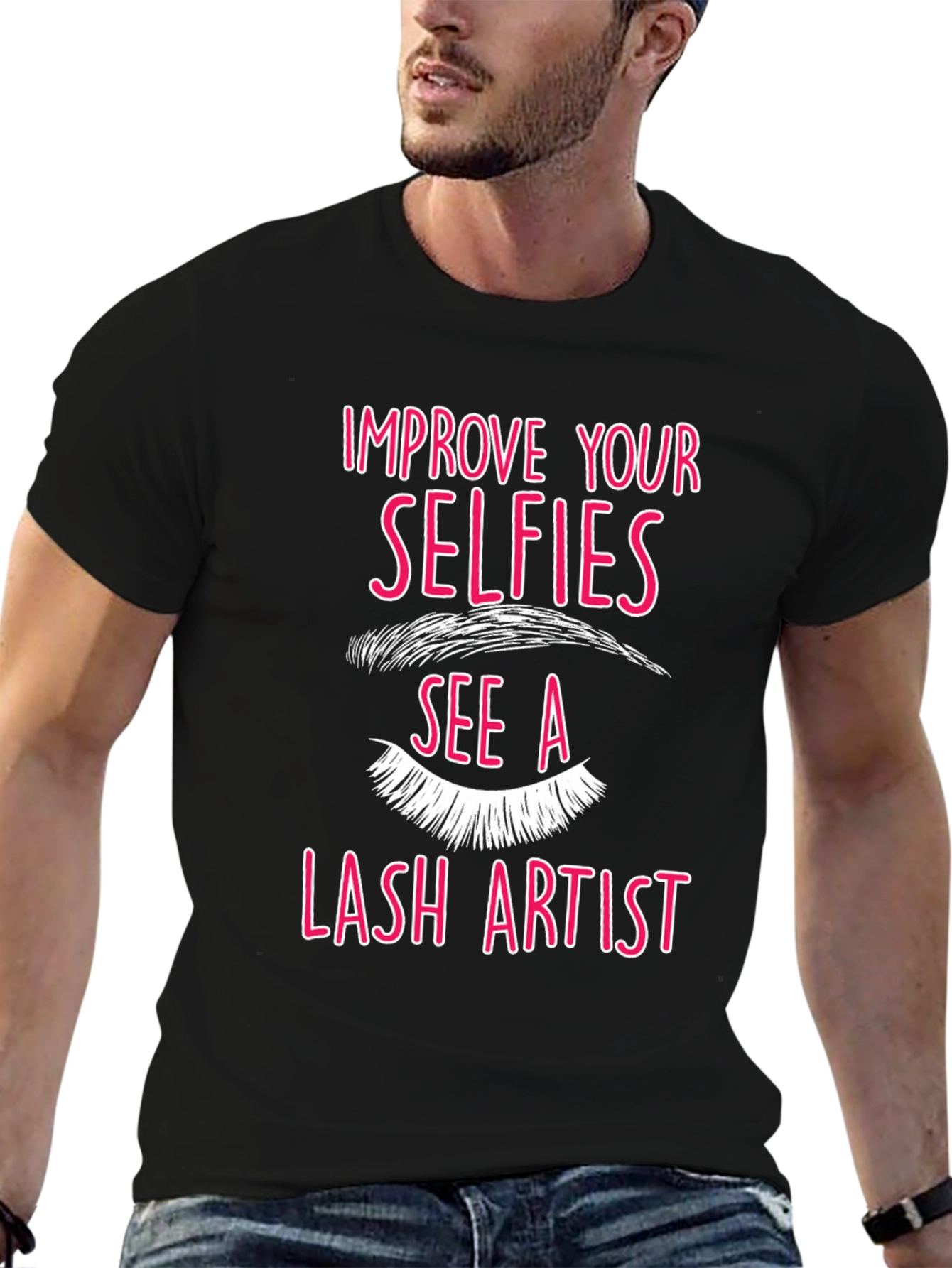 Black Selfie Lash Artist Graphic Tee - Black view 6