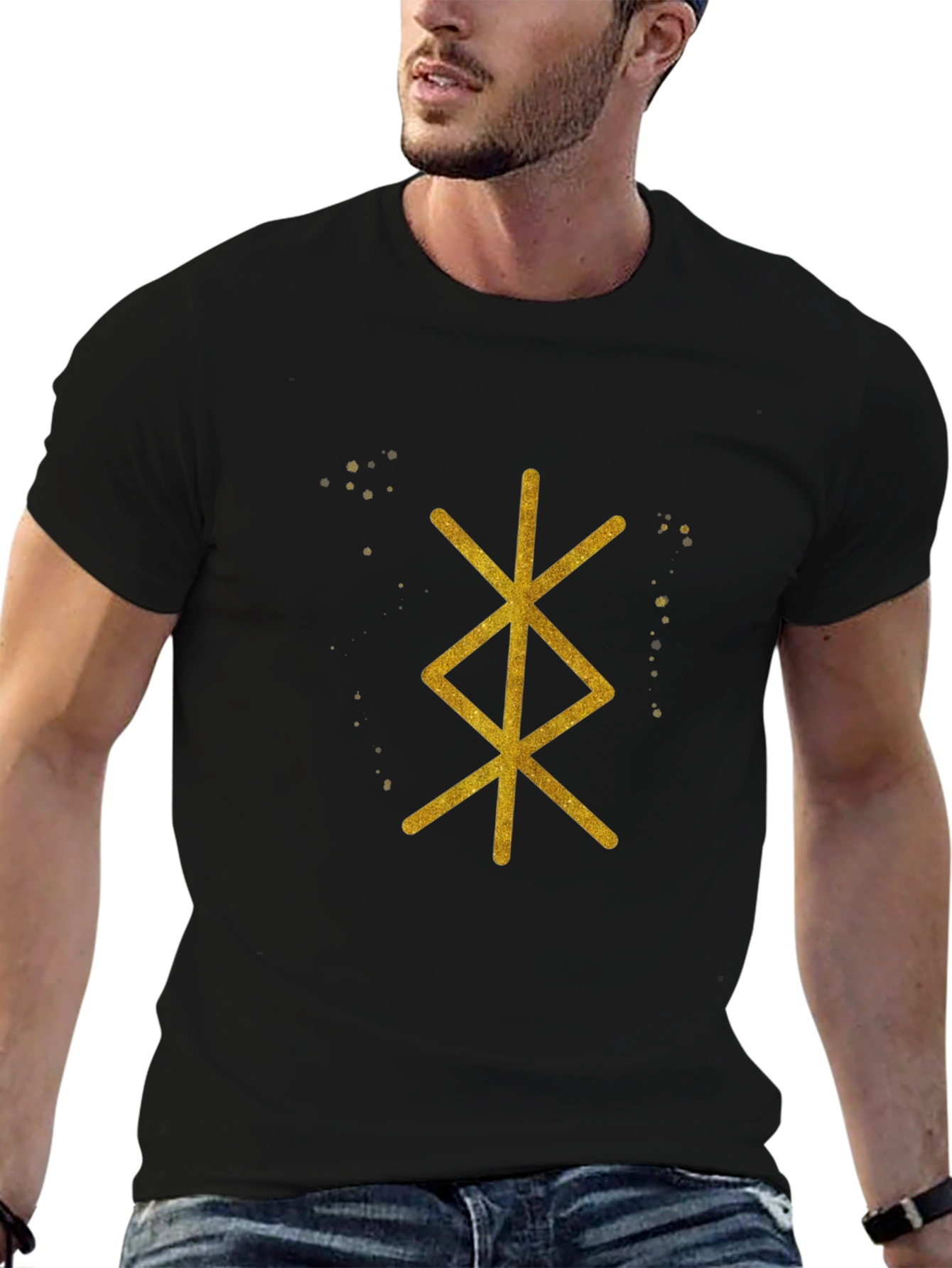 Black Bindrune T-Shirt: Norse Magic Symbol Tee view 6