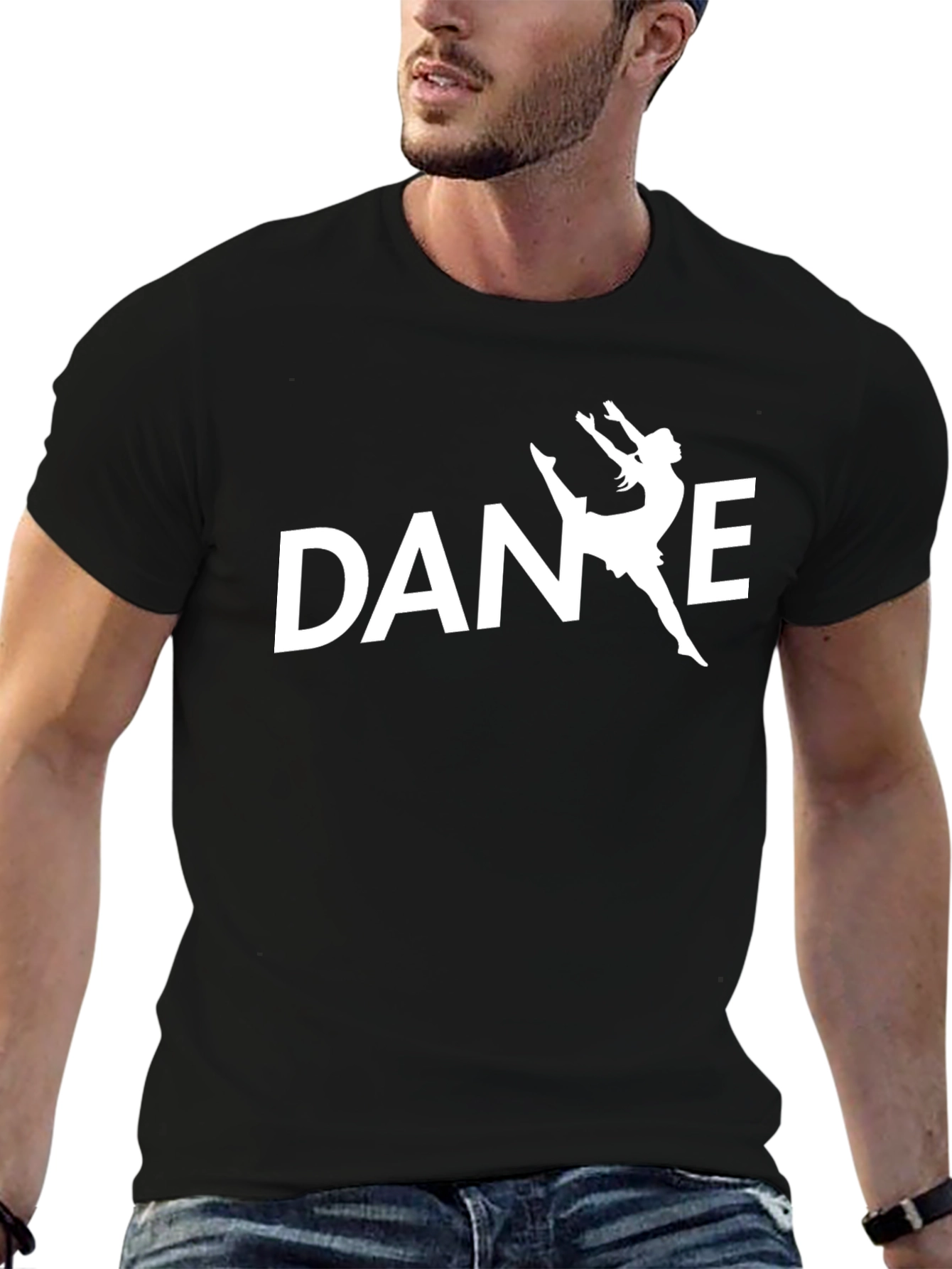 Black Dance Graphic Tee - Black Cotton T-Shirt view 6
