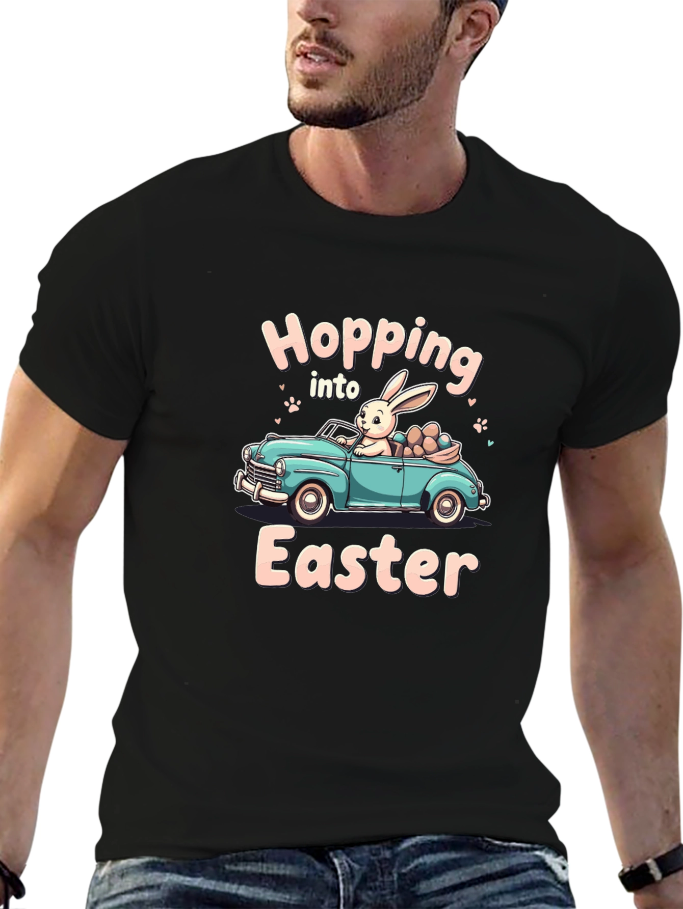 Black Easter Bunny Car T-Shirt view 6