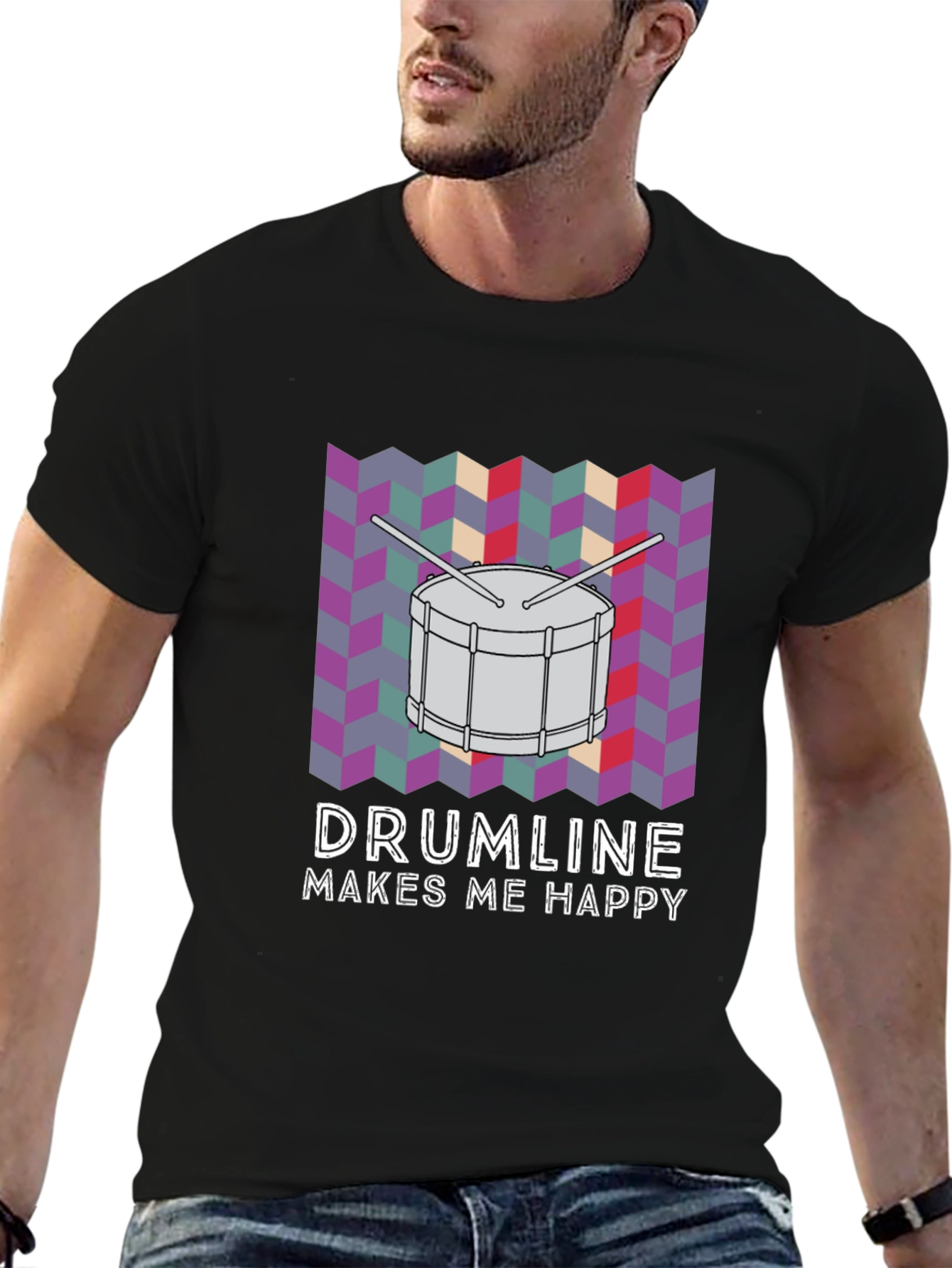 Black Drumline Makes Me Happy T-Shirt view 6