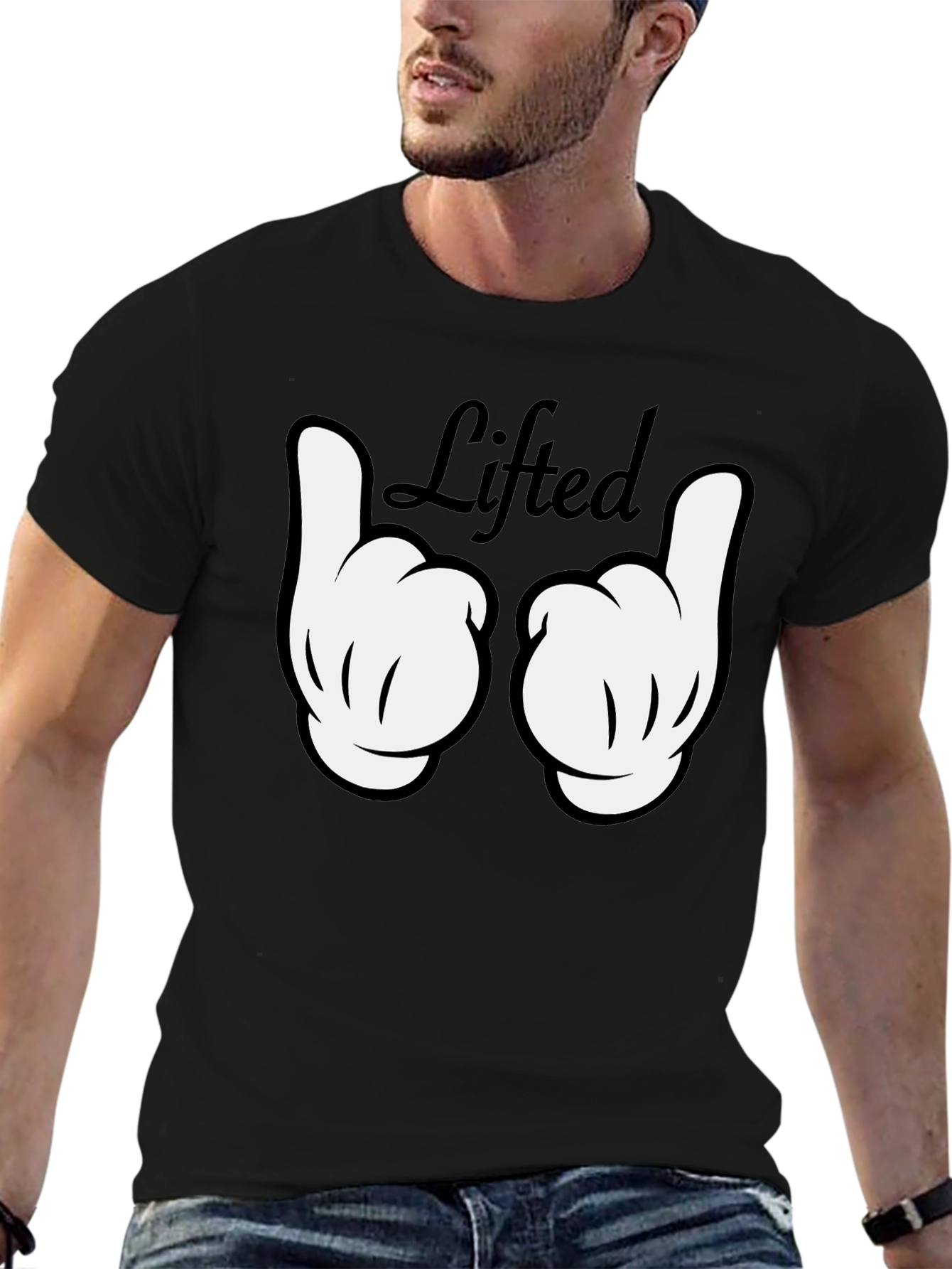 Black Lifted Graphic Tee - Black Cotton T-Shirt view 6