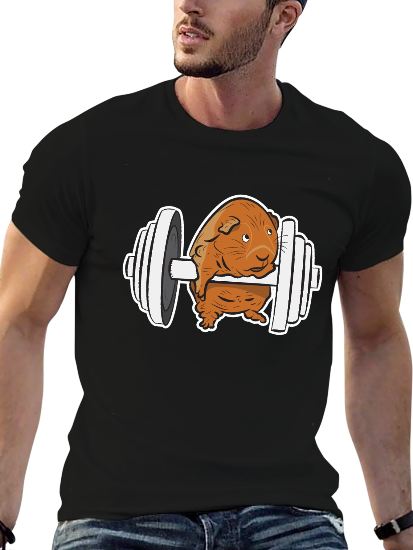 Black Guinea Pig Gym T-Shirt - Funny Workout Tee view 6