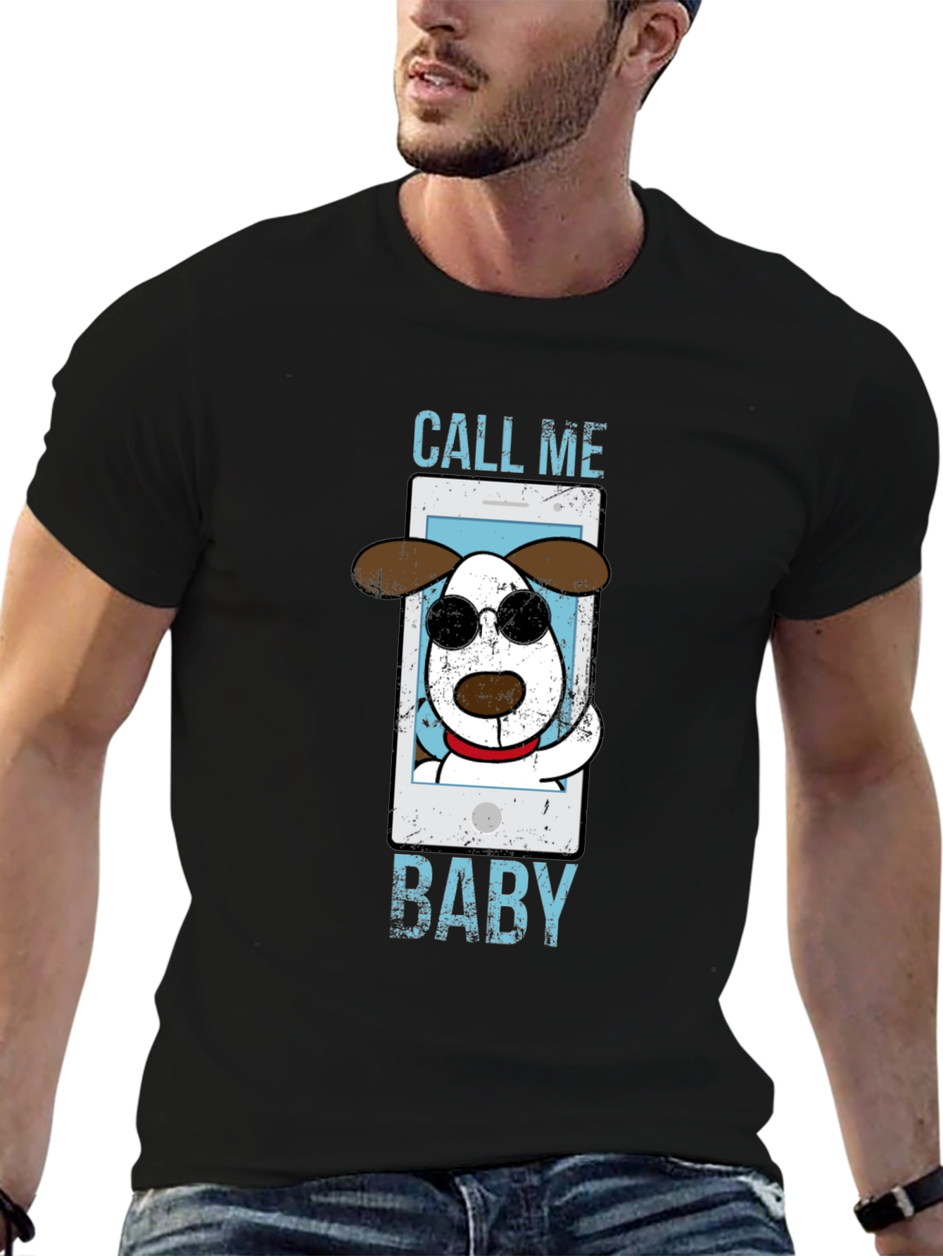 Black Call Me Baby Dog T-Shirt view 6