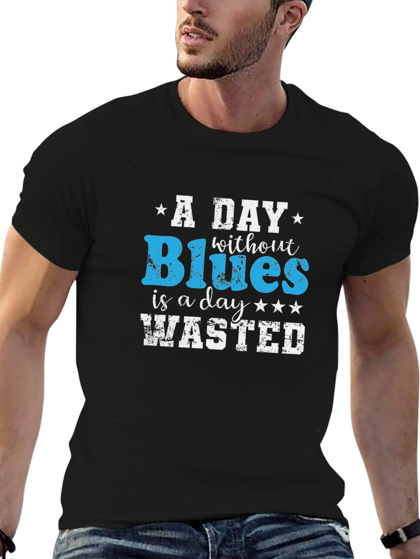 Black Blues Music Lover T-Shirt - A Day Without Blues view 6