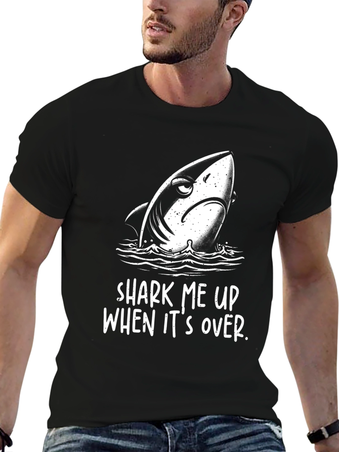 Black Shark Me Up T-Shirt - Funny Graphic Tee view 6