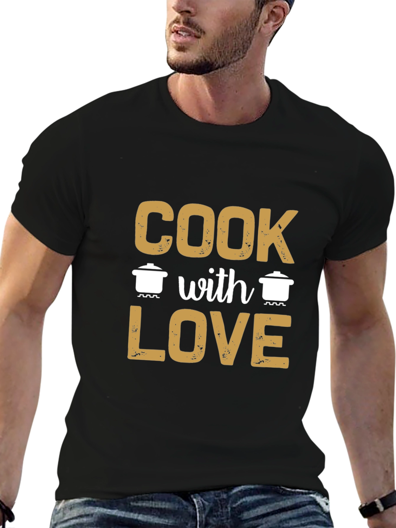 Cook With Love Graphic Tee - Black Casual Shirt - 6