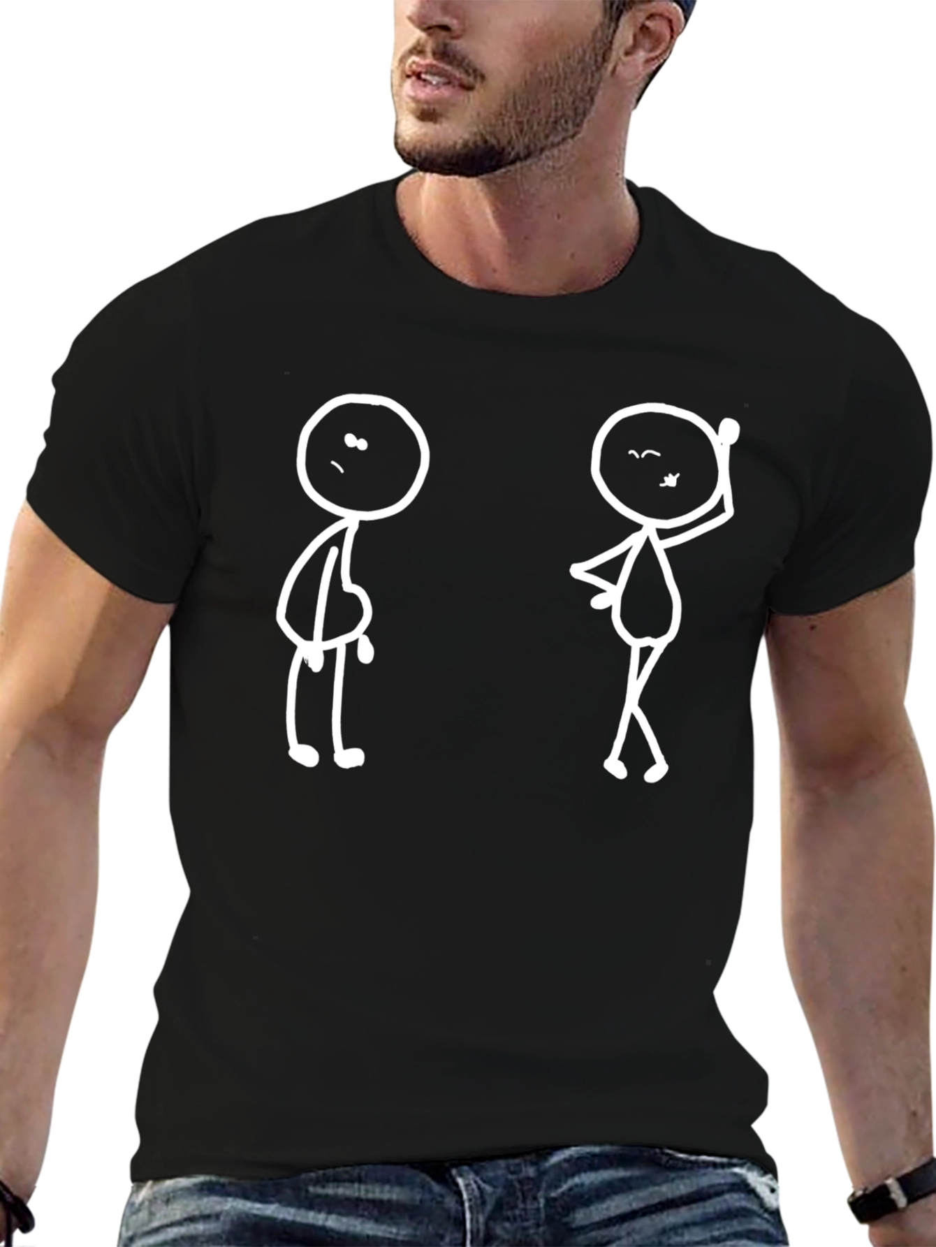 Black Funny Stick Figure Graphic Tee - Black view 6