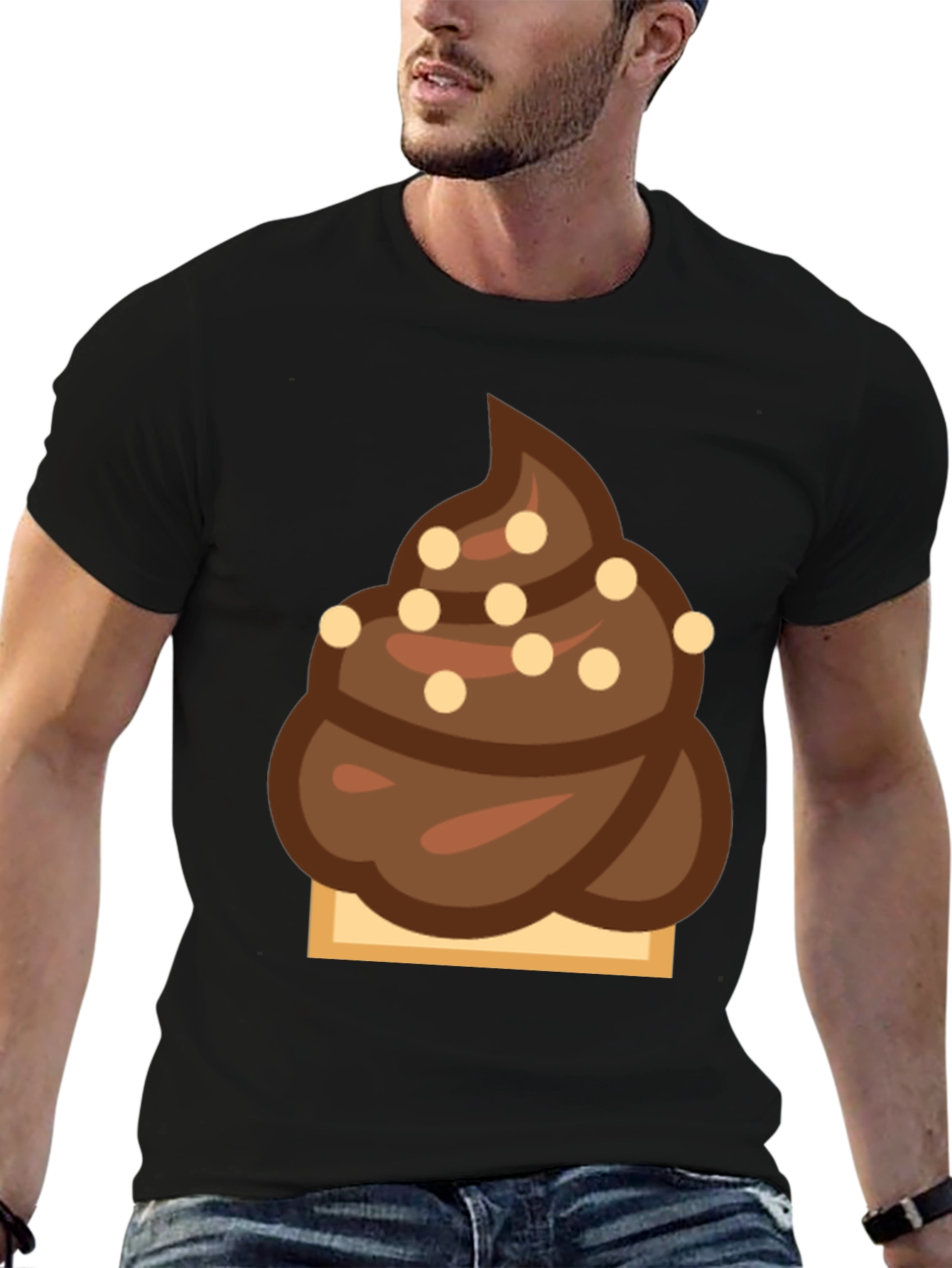 Black Novelty Chocolate Swirl Emoji T-Shirt view 6