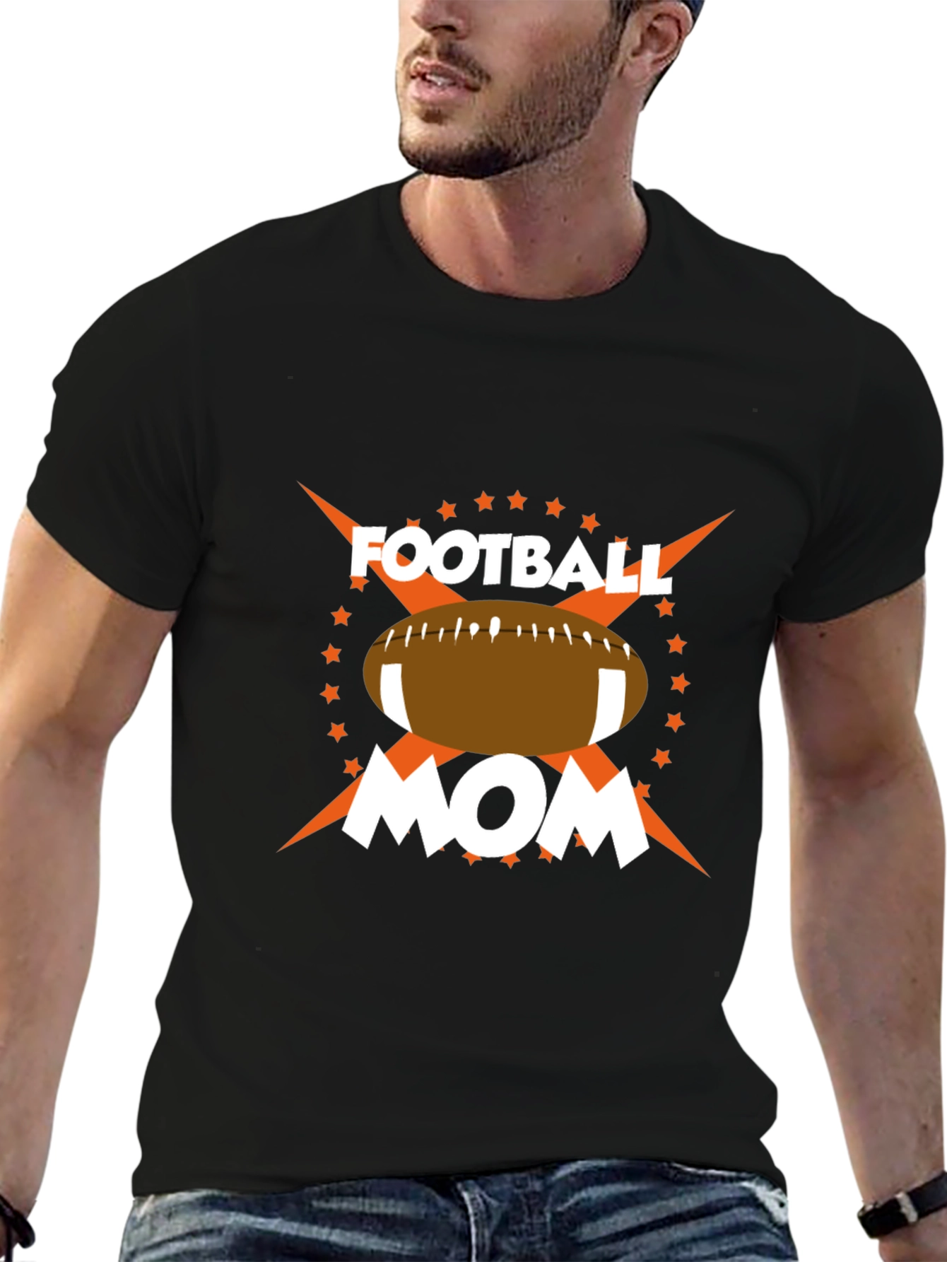 Black Football Mom Graphic Tee - Black Cotton Blend view 6