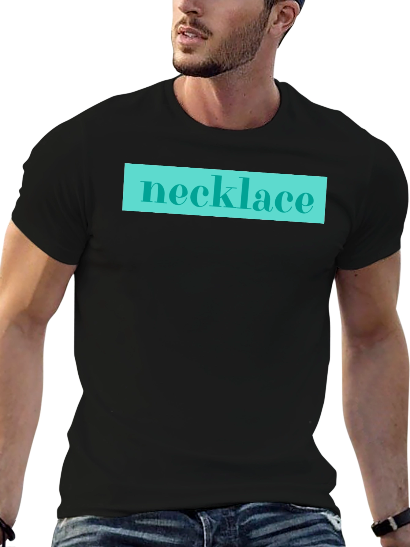 Black Necklace Graphic Tee - Black Casual Shirt view 6