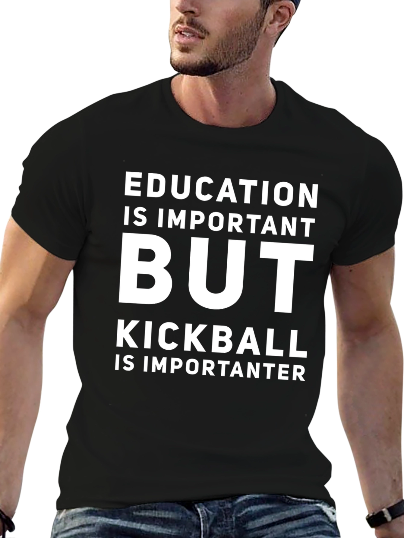 Black Funny Kickball T-Shirt: Education is Important, But... view 6