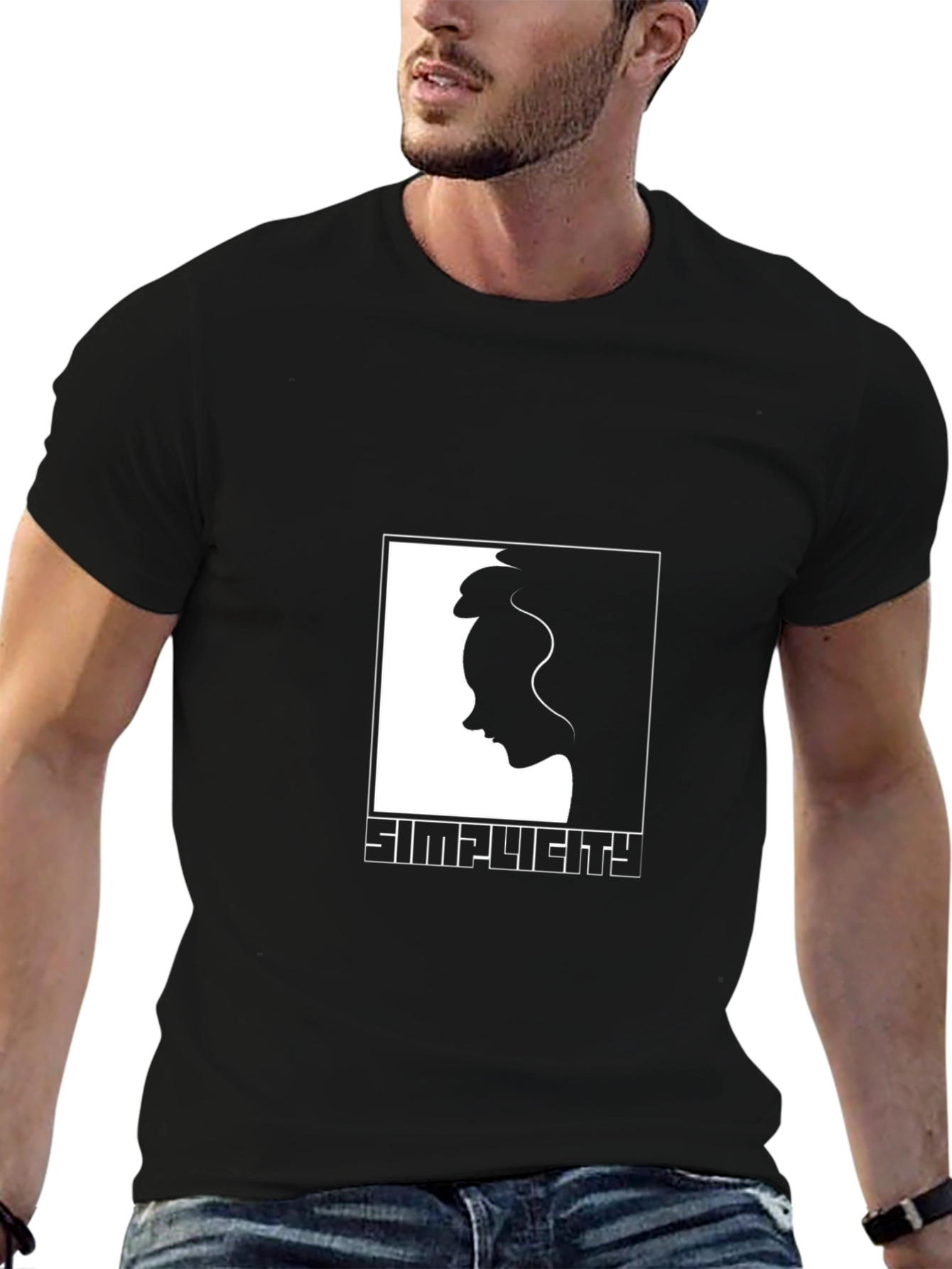 Simplicity Graphic Black T-Shirt - Unisex Minimalist Design - 6