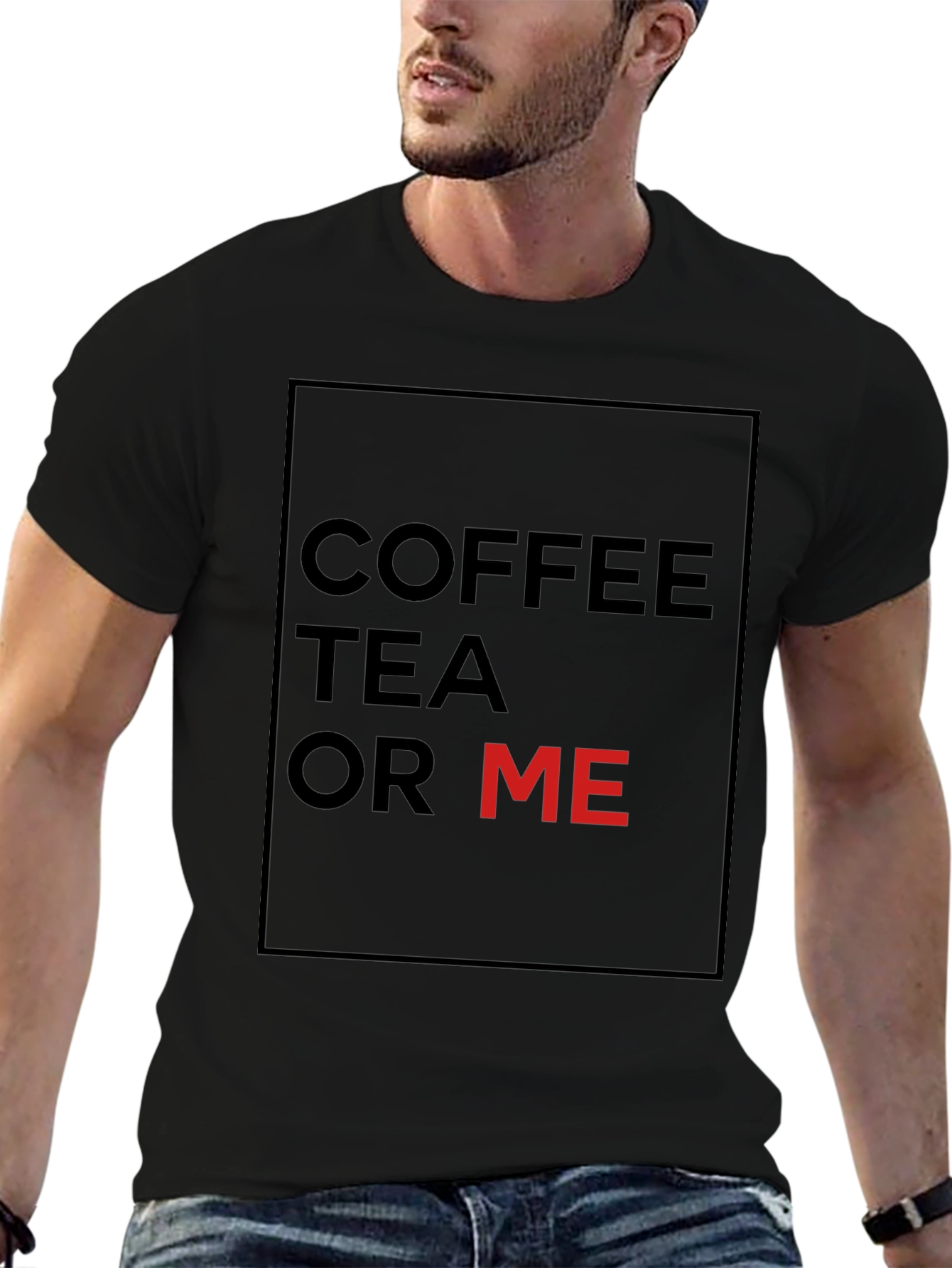 Black Coffee Tea or Me Graphic Tee - Black Cotton Blend view 6