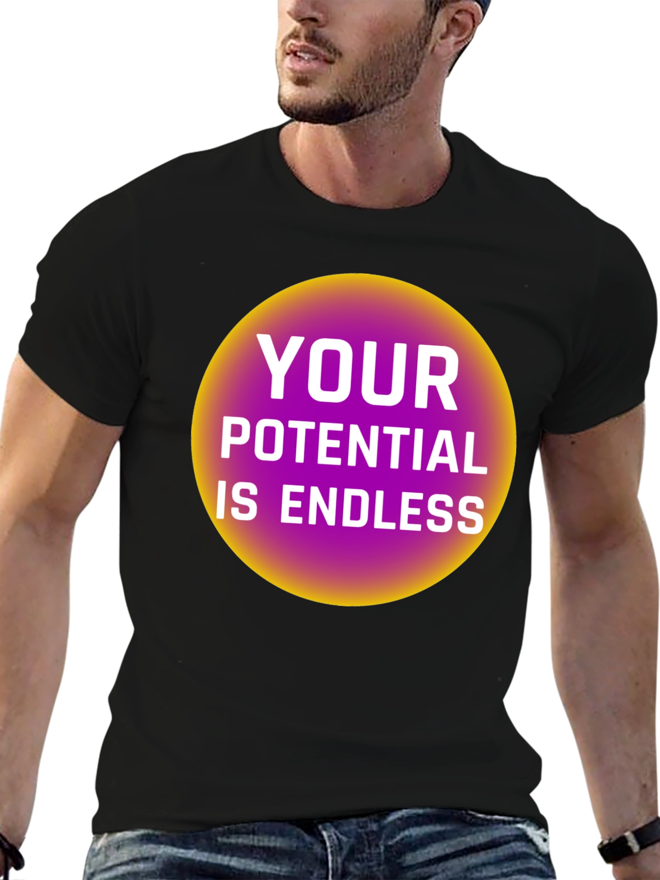Black Endless Potential Graphic Tee - Black Cotton T-Shirt view 6