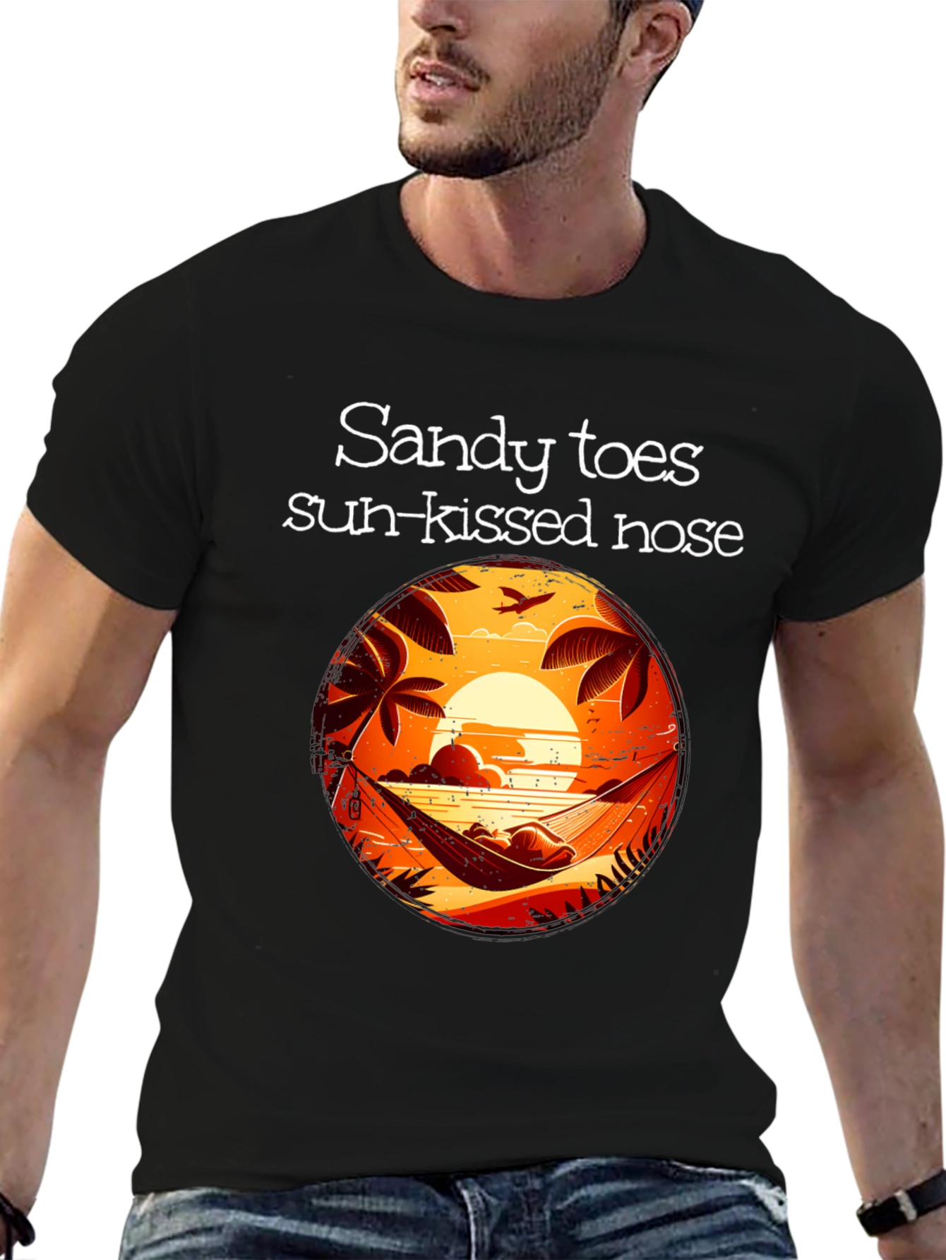 Black Sandy Toes Sun Kissed Nose Black Graphic T-Shirt view 6