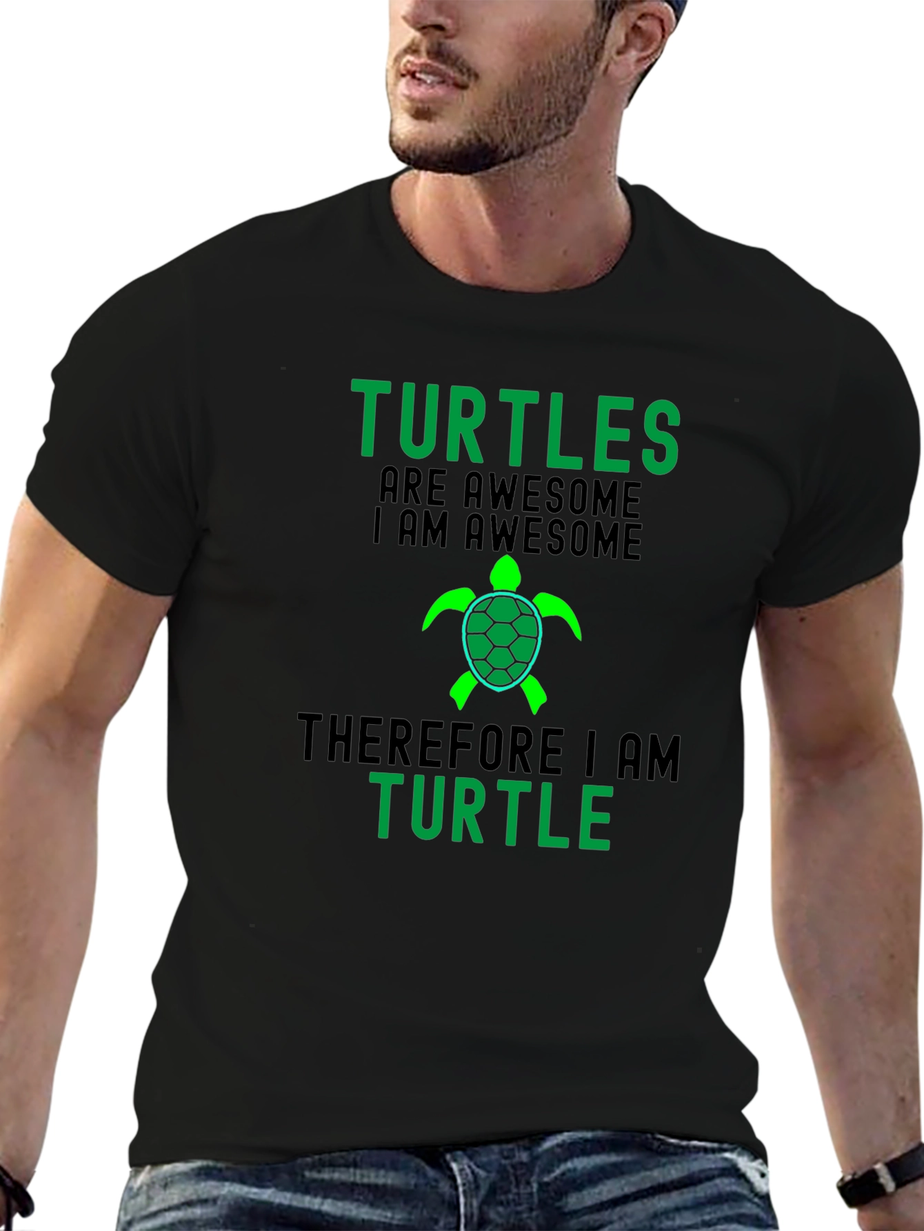 Black Turtles are Awesome Graphic Tee - Black view 6