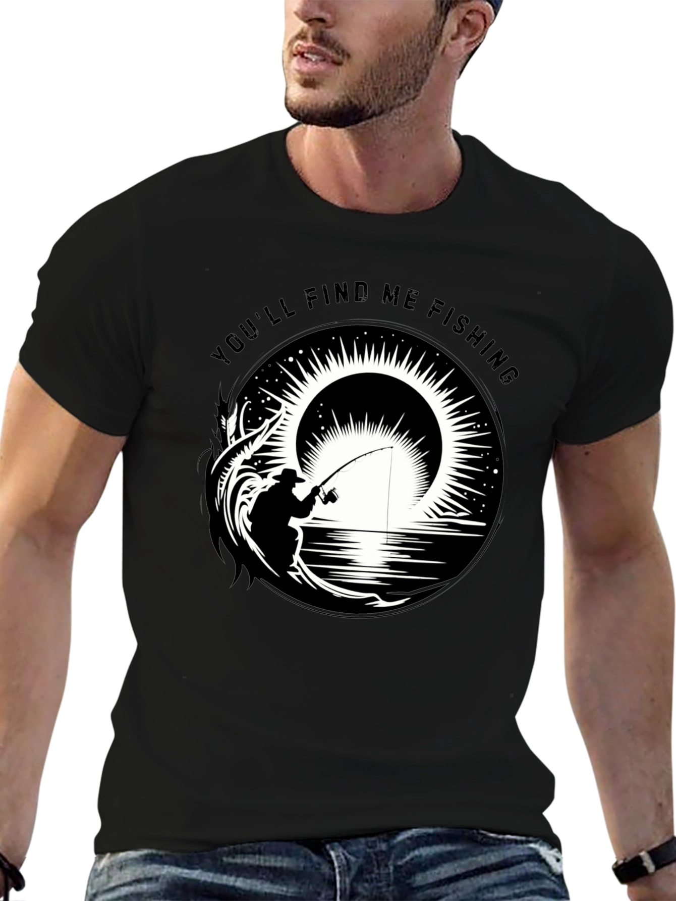 Black Fishing Graphic Tee - You'll Find Me Fishing view 6