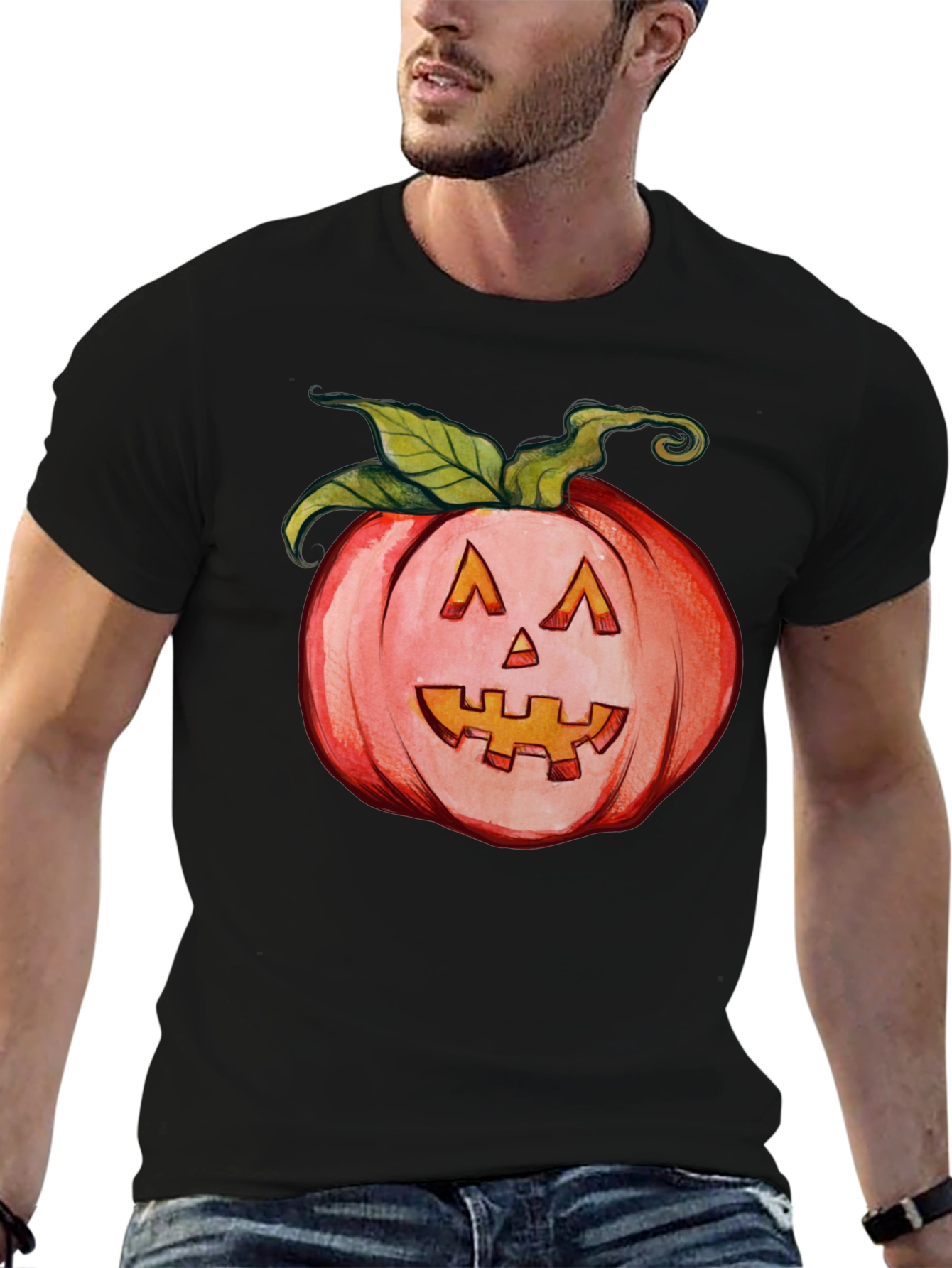 Black Halloween Pumpkin Graphic T-Shirt view 6