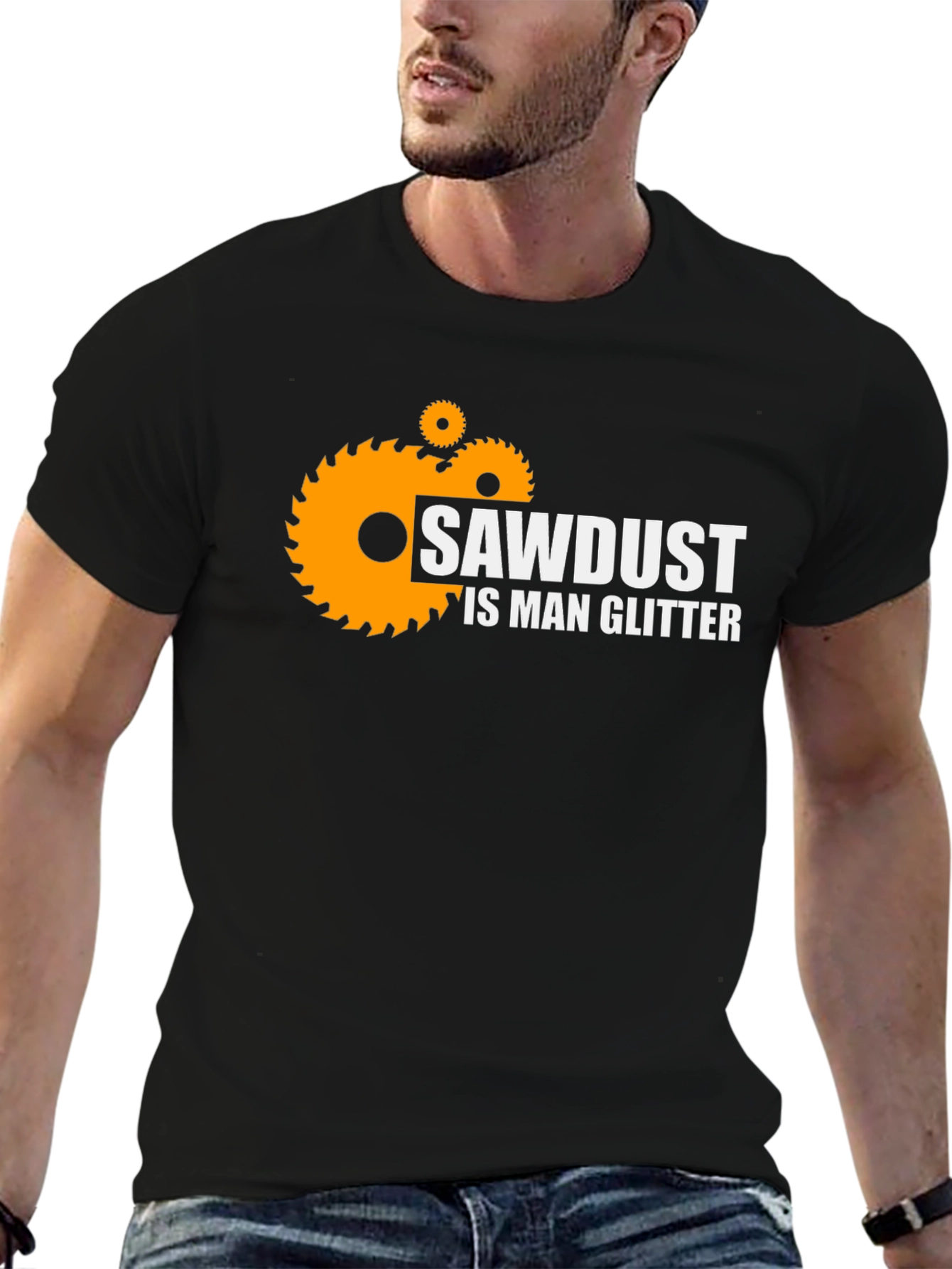 Black Sawdust is Man Glitter T-Shirt view 6
