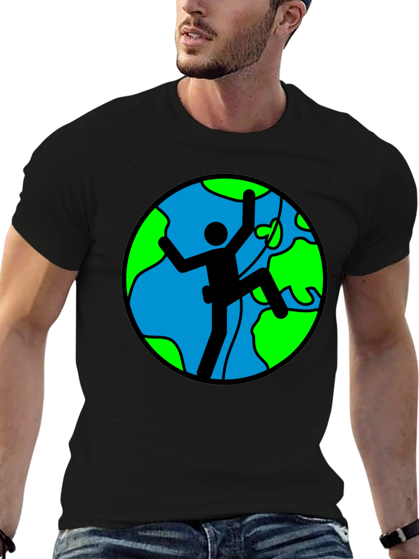 Black Climbing Earth Graphic Black T-Shirt view 6