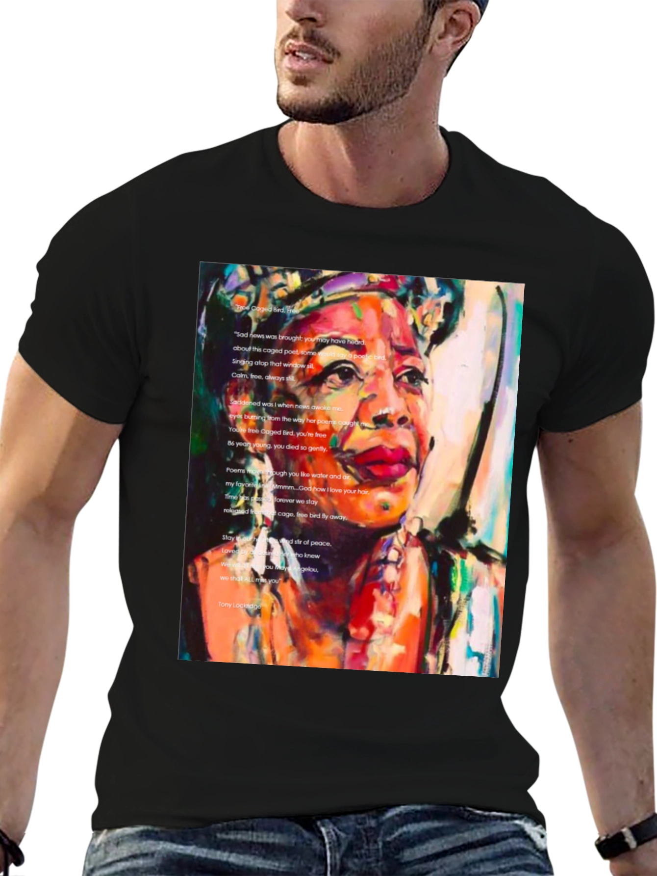 Black Maya Angelou Graphic Tee - Poetic Tribute Shirt view 6