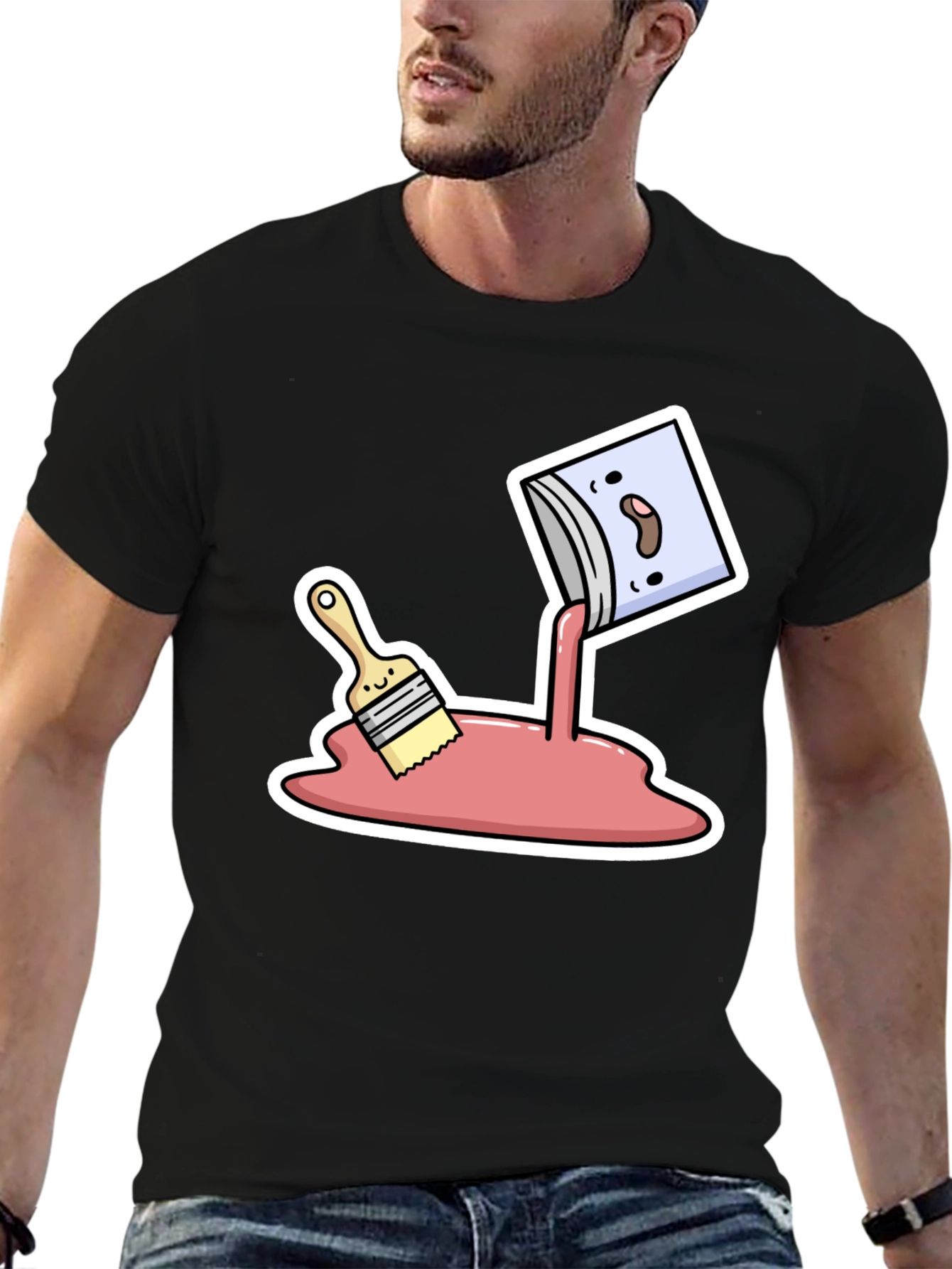 Black Cartoon Paint Spill T-Shirt view 6