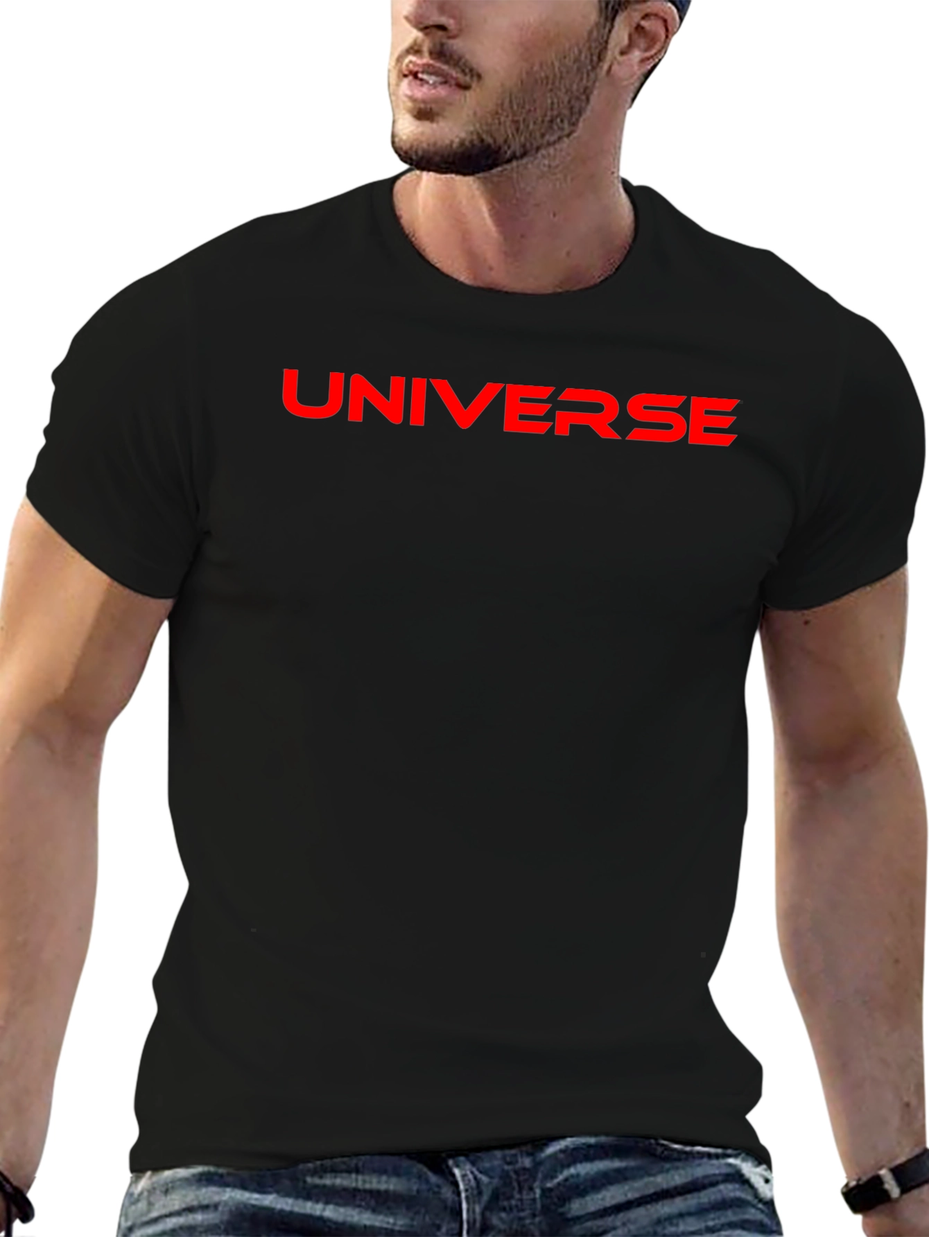 Universe Graphic T-Shirt - Bold Red Print on Black - 6