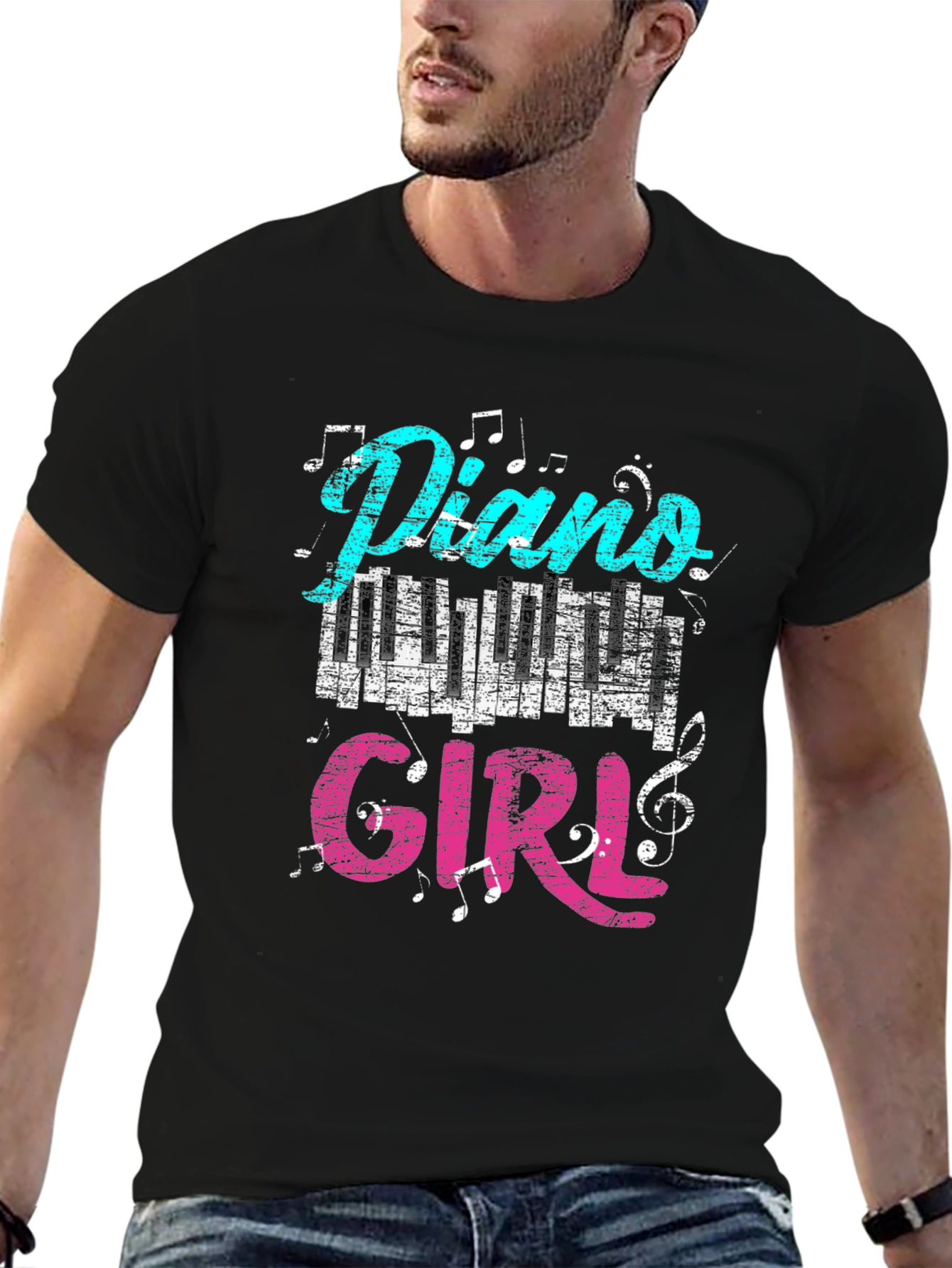 Black Piano Girl T-Shirt - Music Lover Tee view 6