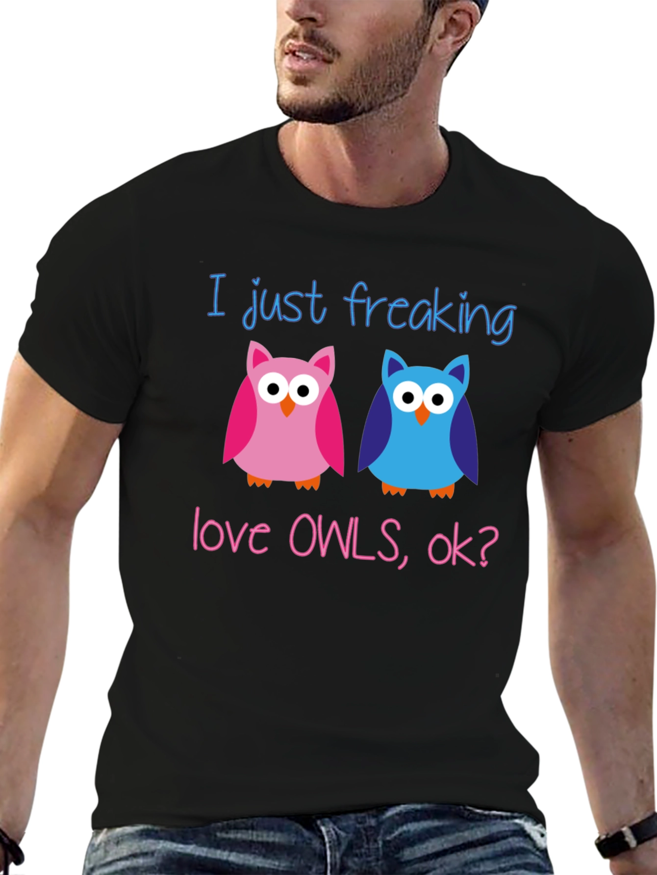 Black I Just Freaking Love Owls T-Shirt view 6